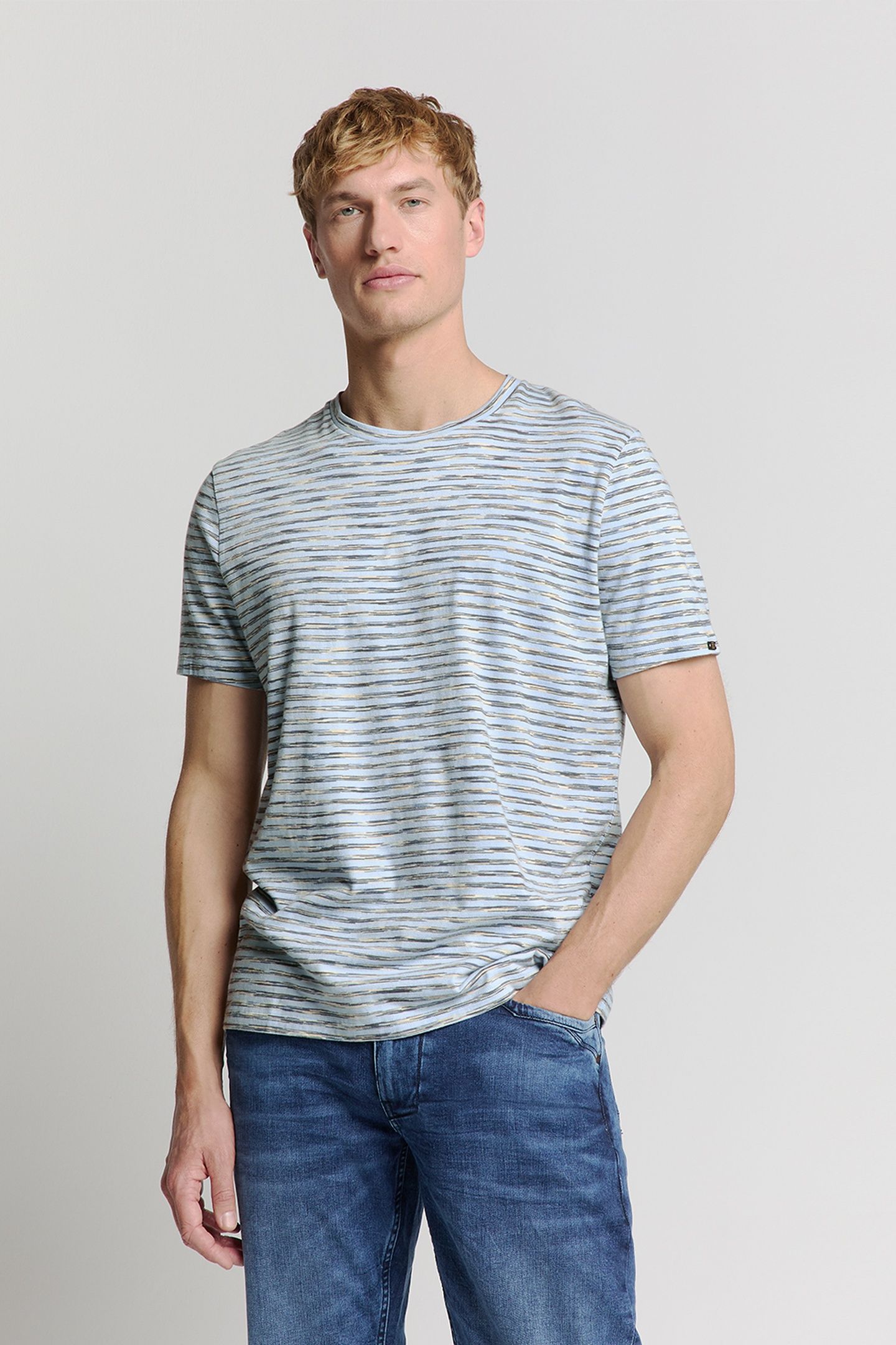 T-SHIRT CREWNECK MULTI COLOURED MELANGE STRIPES SKY 1