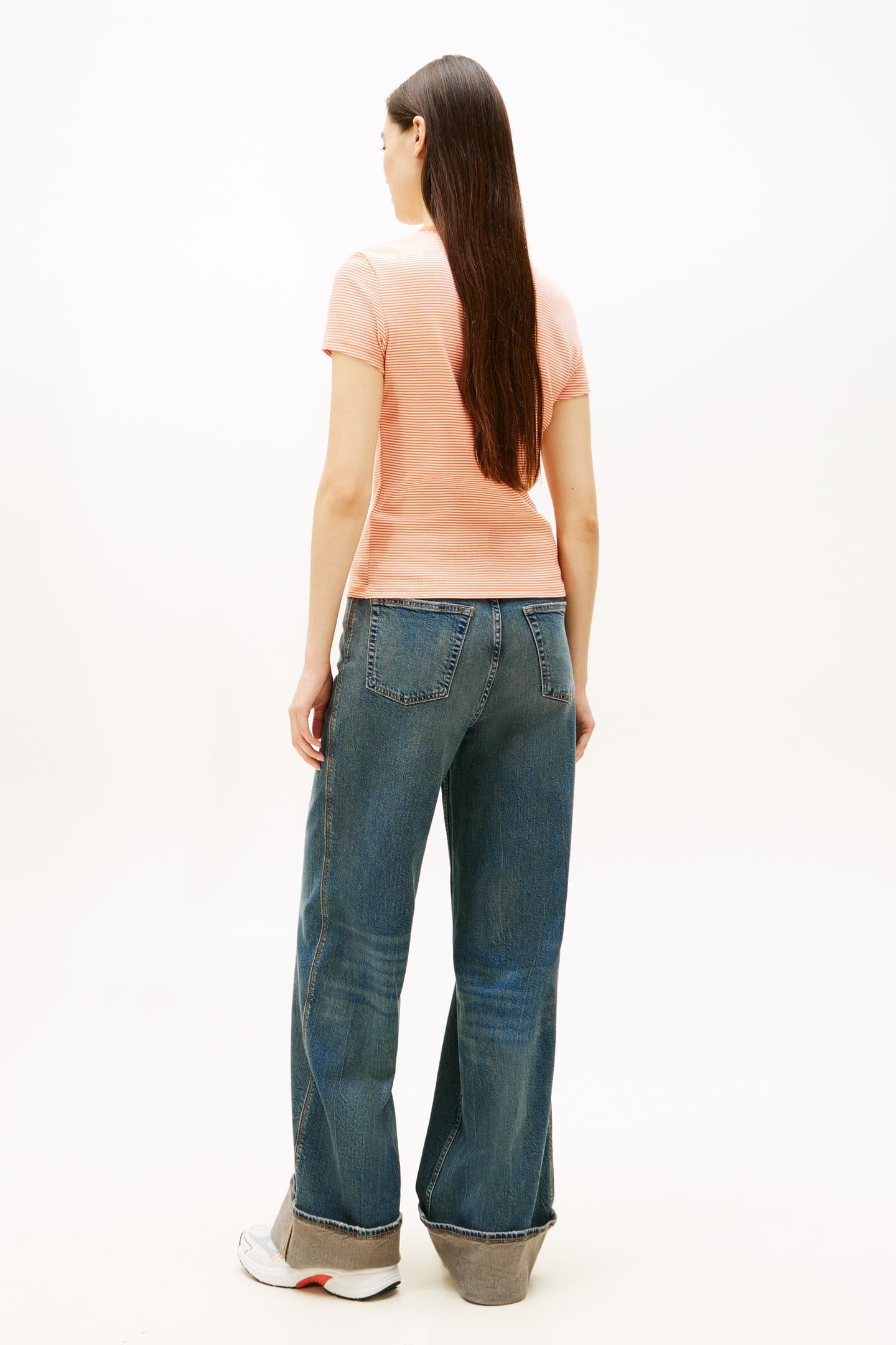 SLIM ESSENTIAL T-SHIRT ORANGE/ECRU STRIPE 4