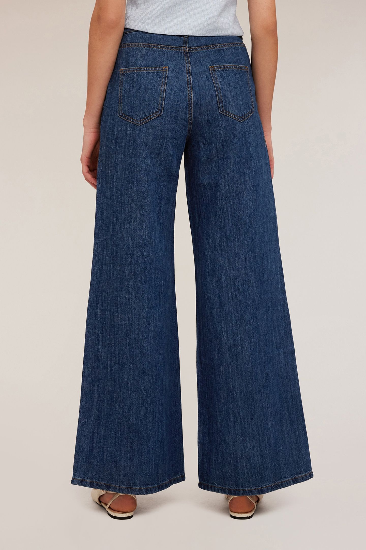 WIDE LEG JEANS IN LINEN BLEND BLUE 3
