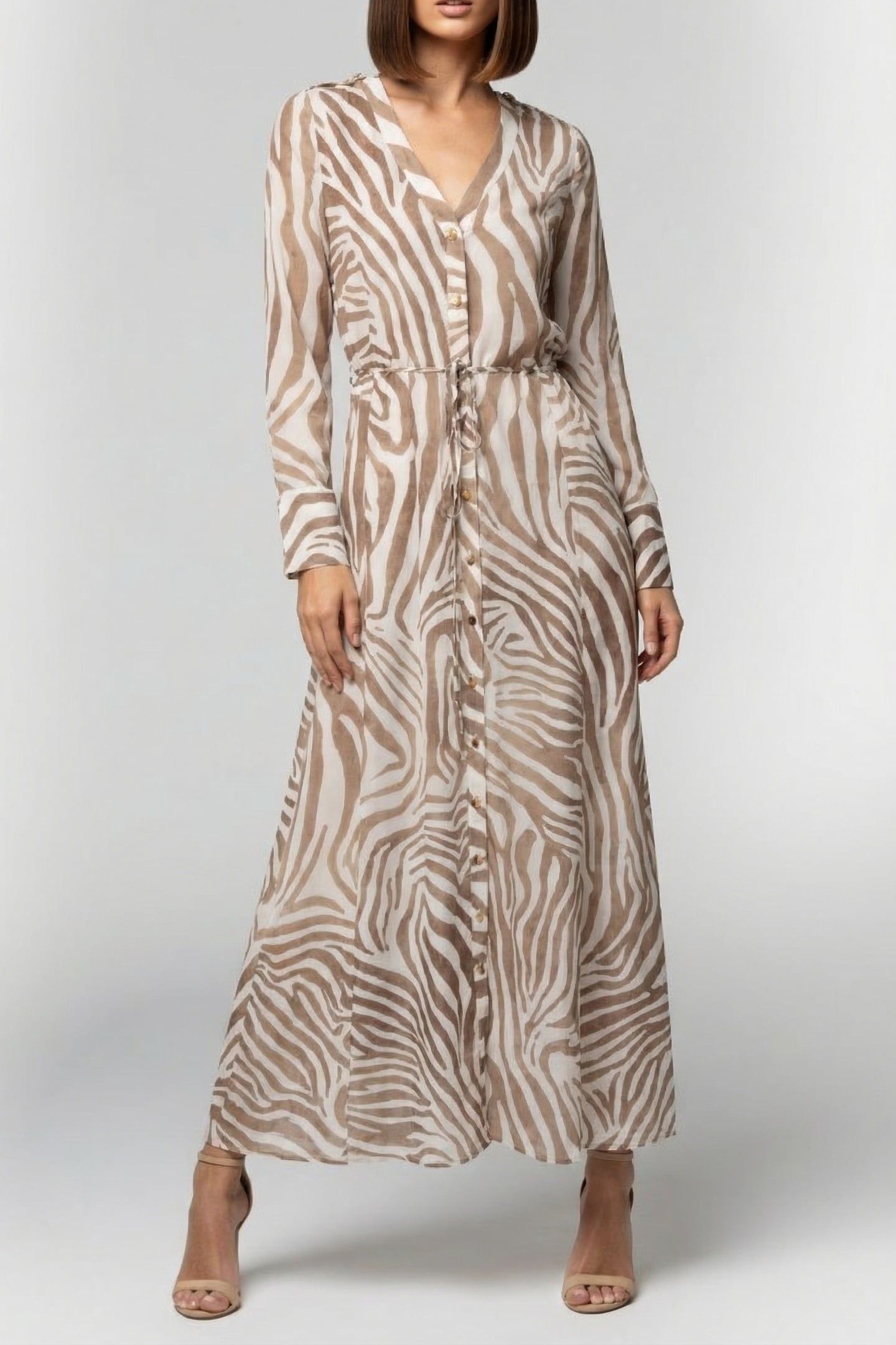 MARCIANO BY GUESS GISELLE LS LONG DRESS SAFARI DREAM PRINT 1