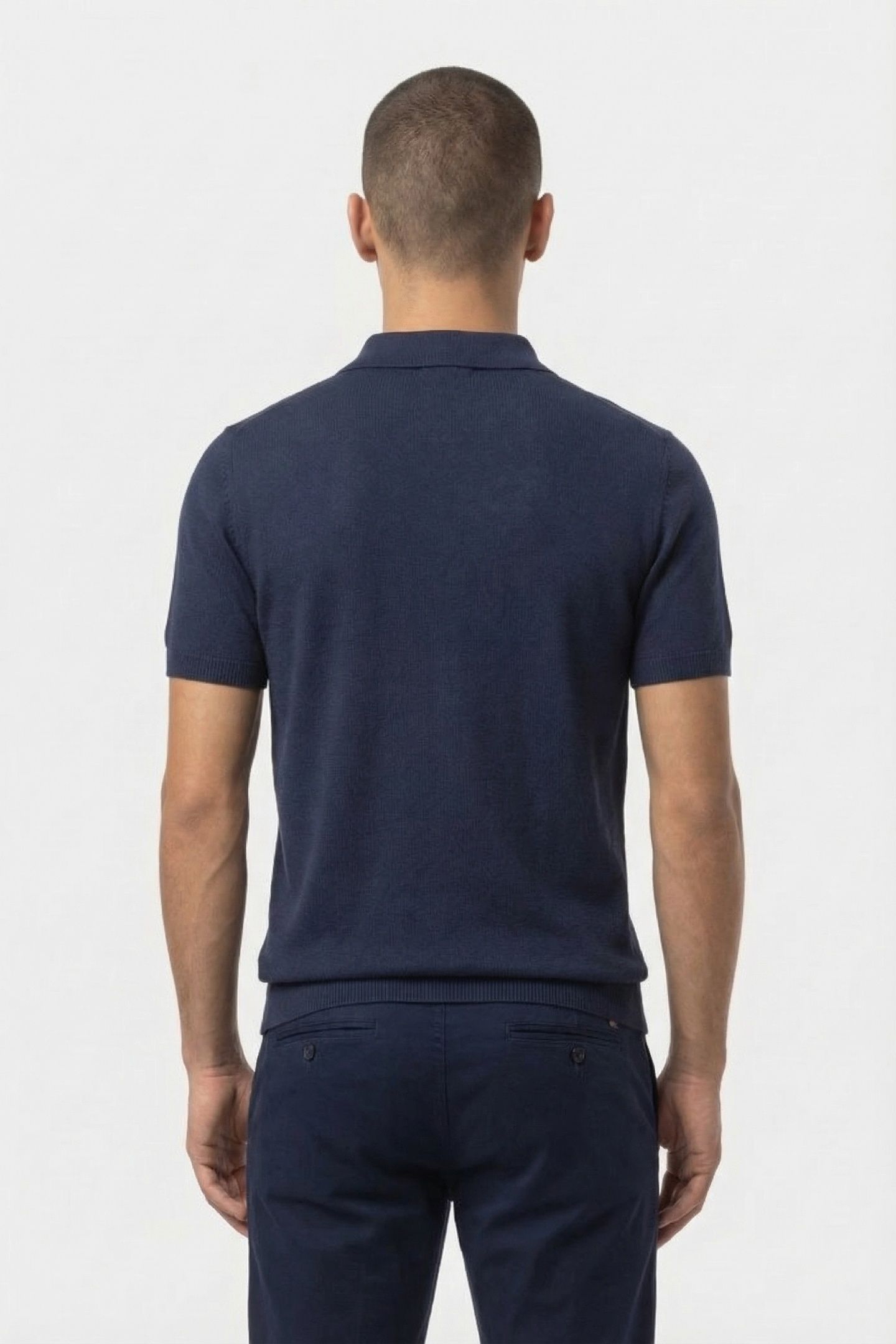 PULLOVER SHORT SLEEVE POLO BUTTON SOLID DEEP BLUE 2