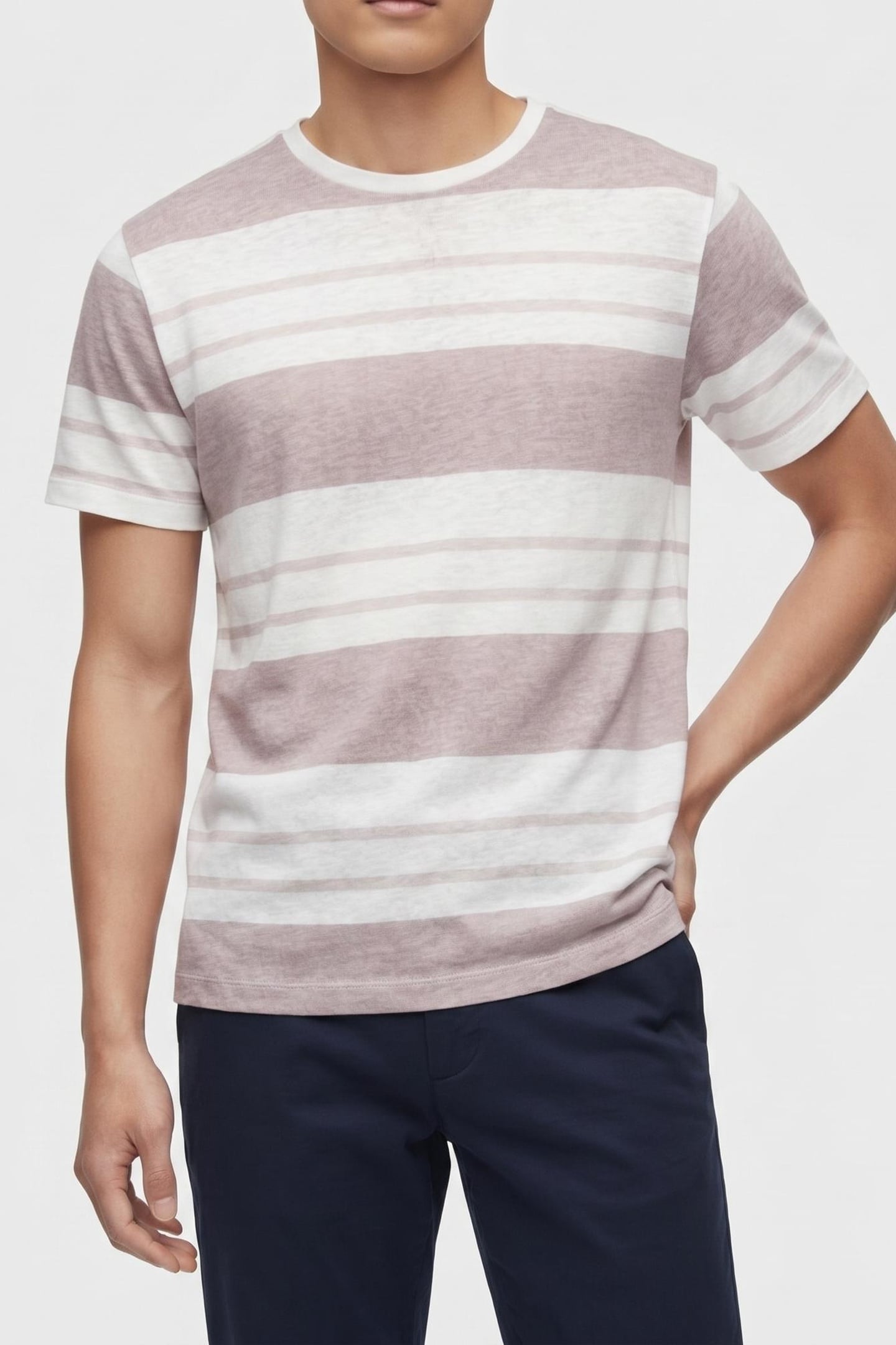 LINEN STRIPE TEE NEUTRAL/WHITE 1