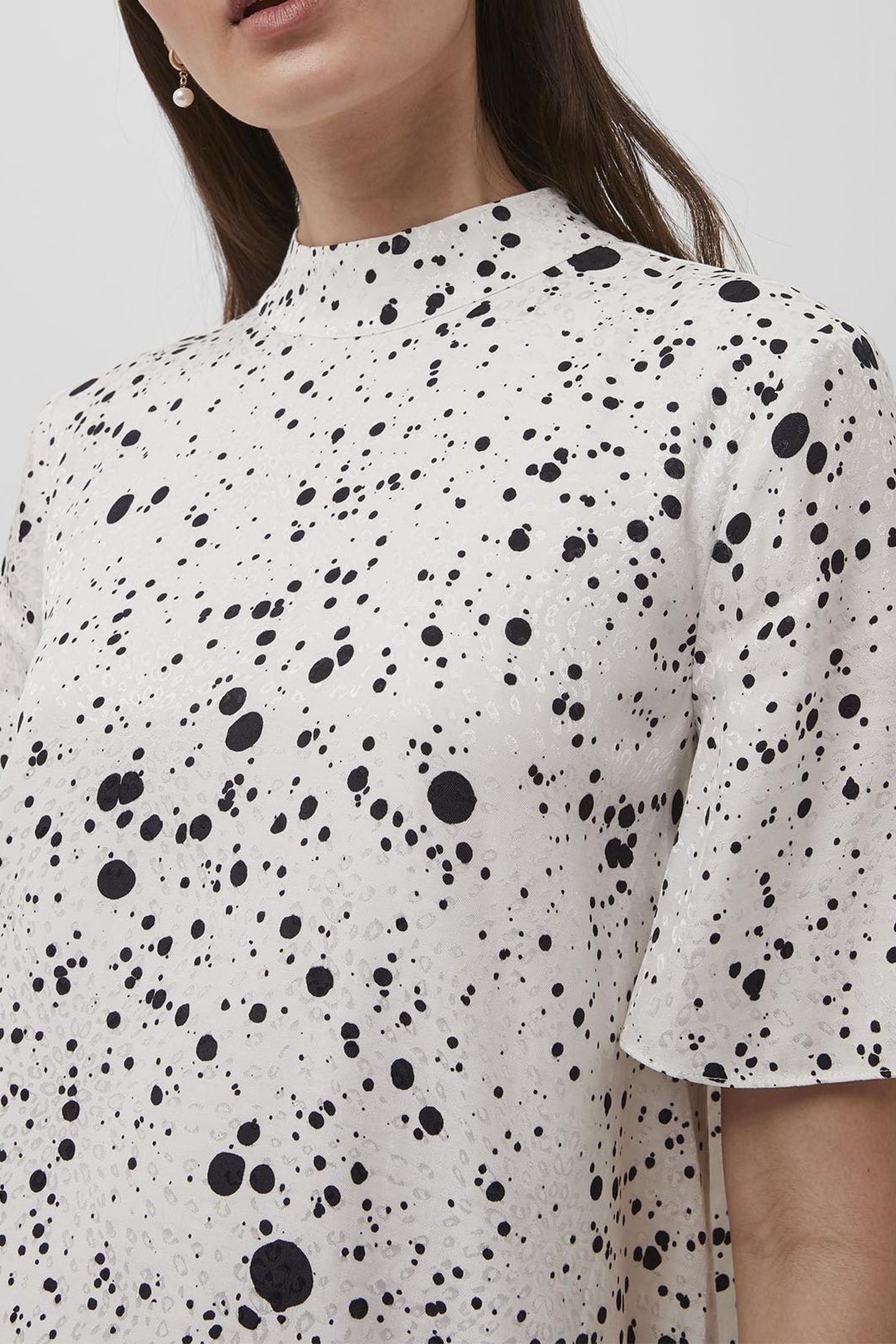 DROPLET DRAPE SSLV SWING DRESS SUMMER WHITE/BLACK 4