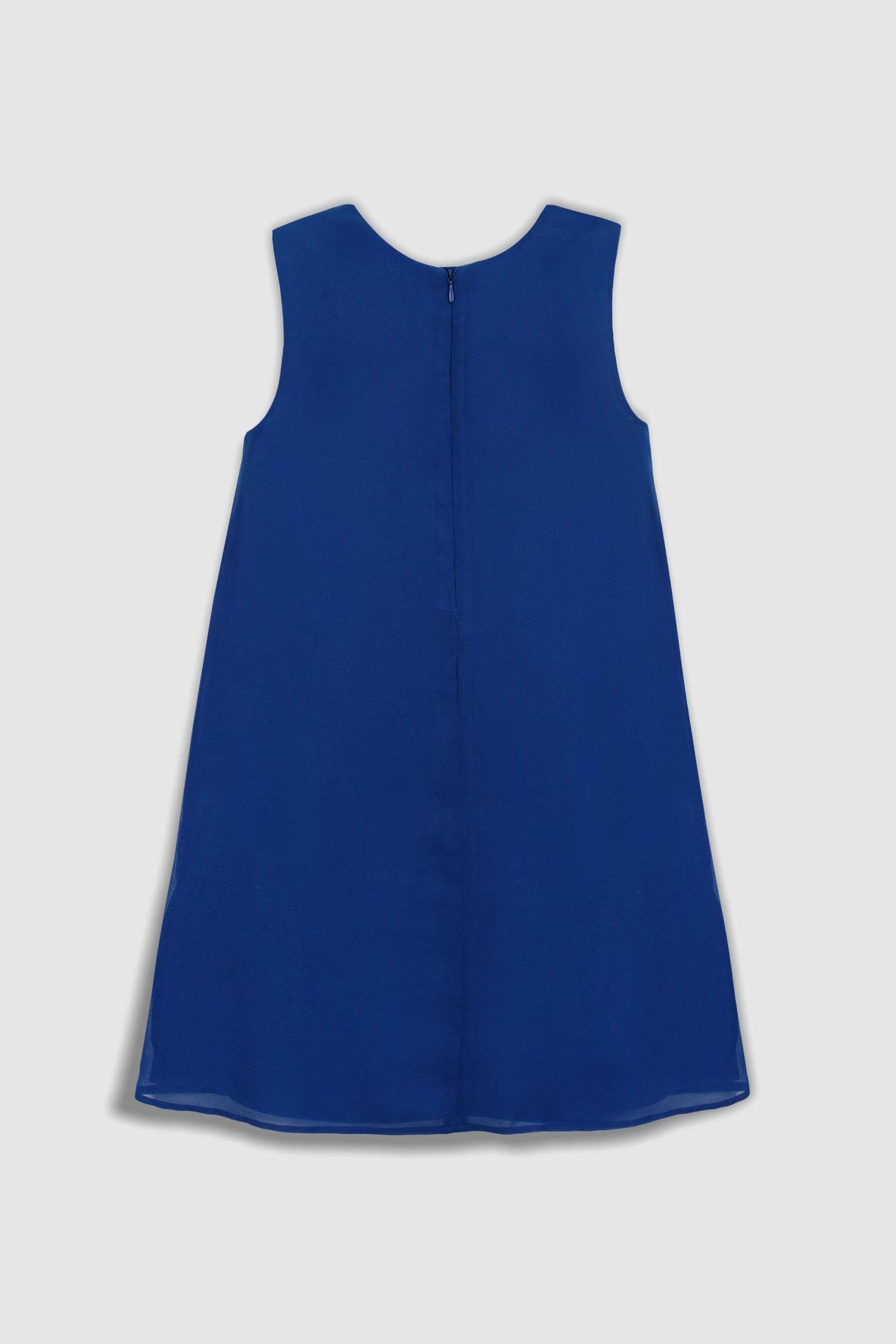 BLUE PLEATED FRONT VOILE DRESS 2