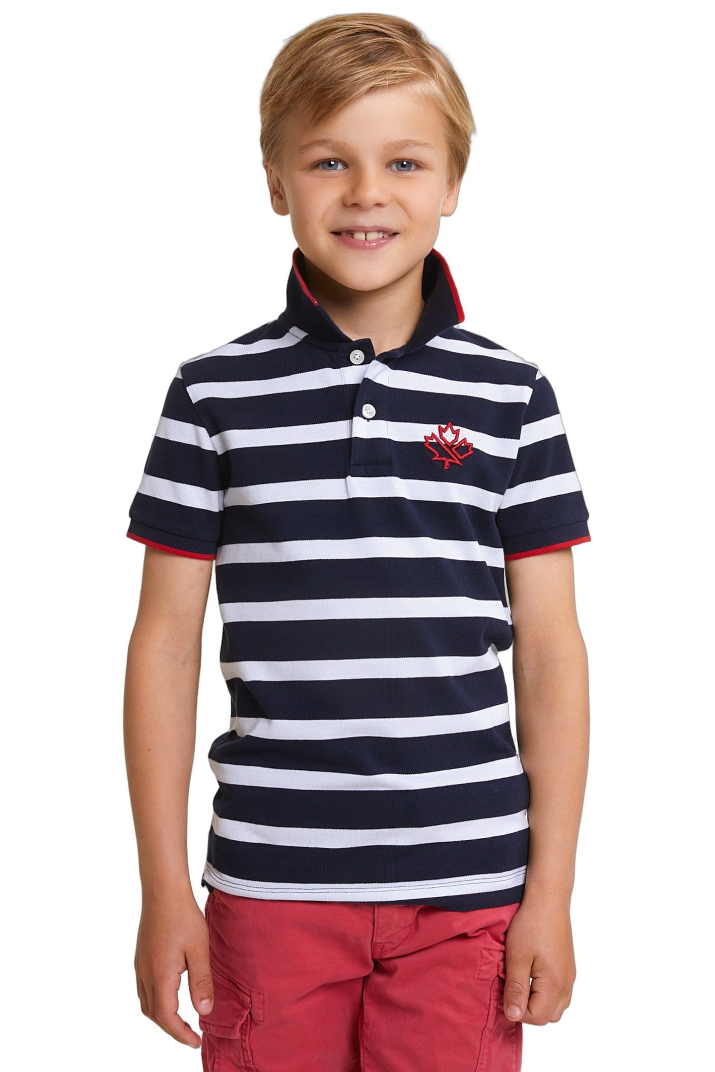 CUSTOM FIT SPORTY STRIPED POLO NAVY 1