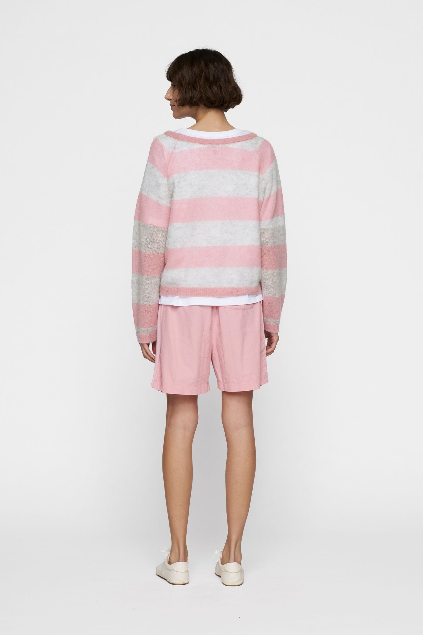 THIN KNIT SWEATER DARK RASPBERRY/WHITE GREY MELEE 3