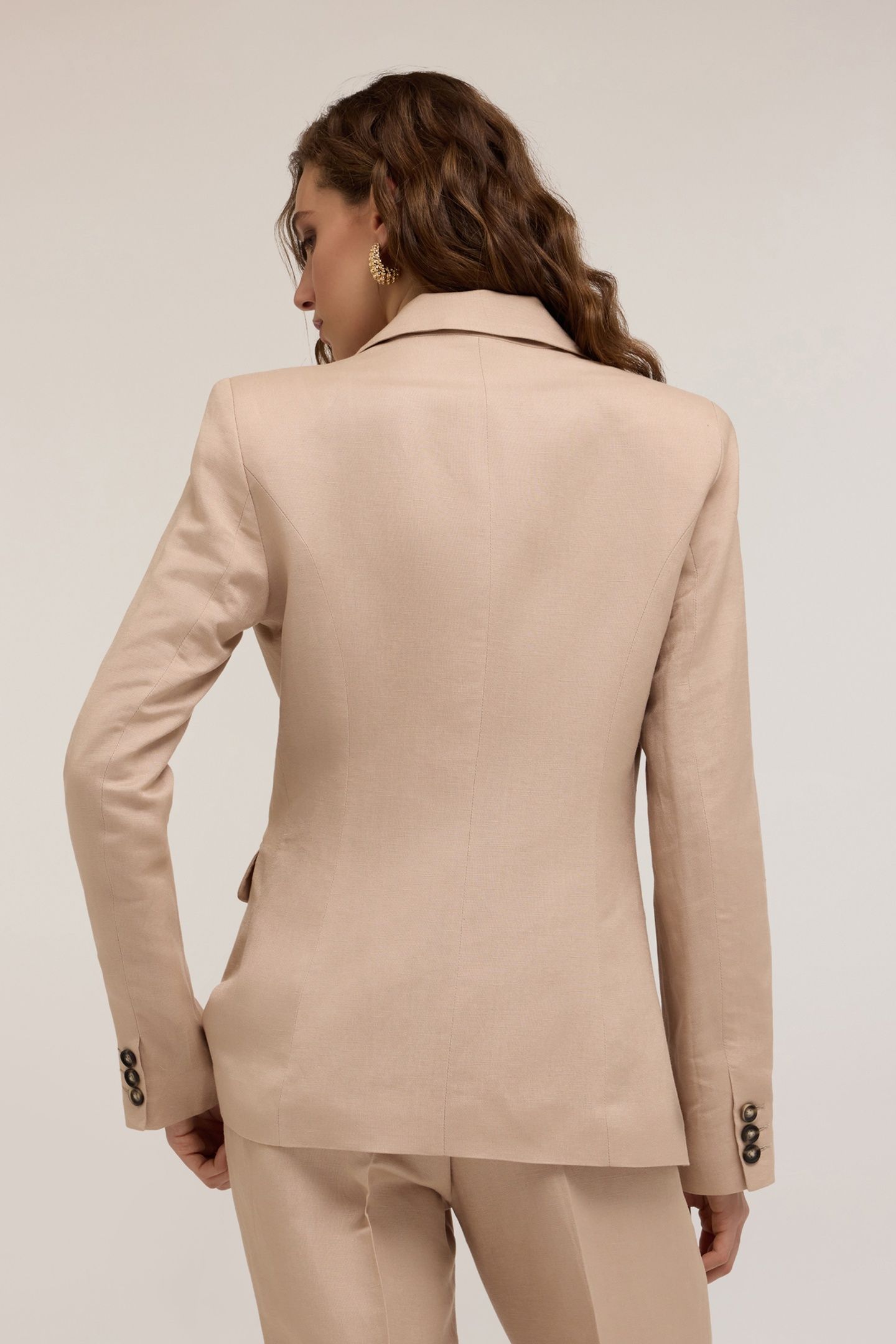 SINGLE-BREASTED LINEN-BLEND BLAZER BEIGE 2