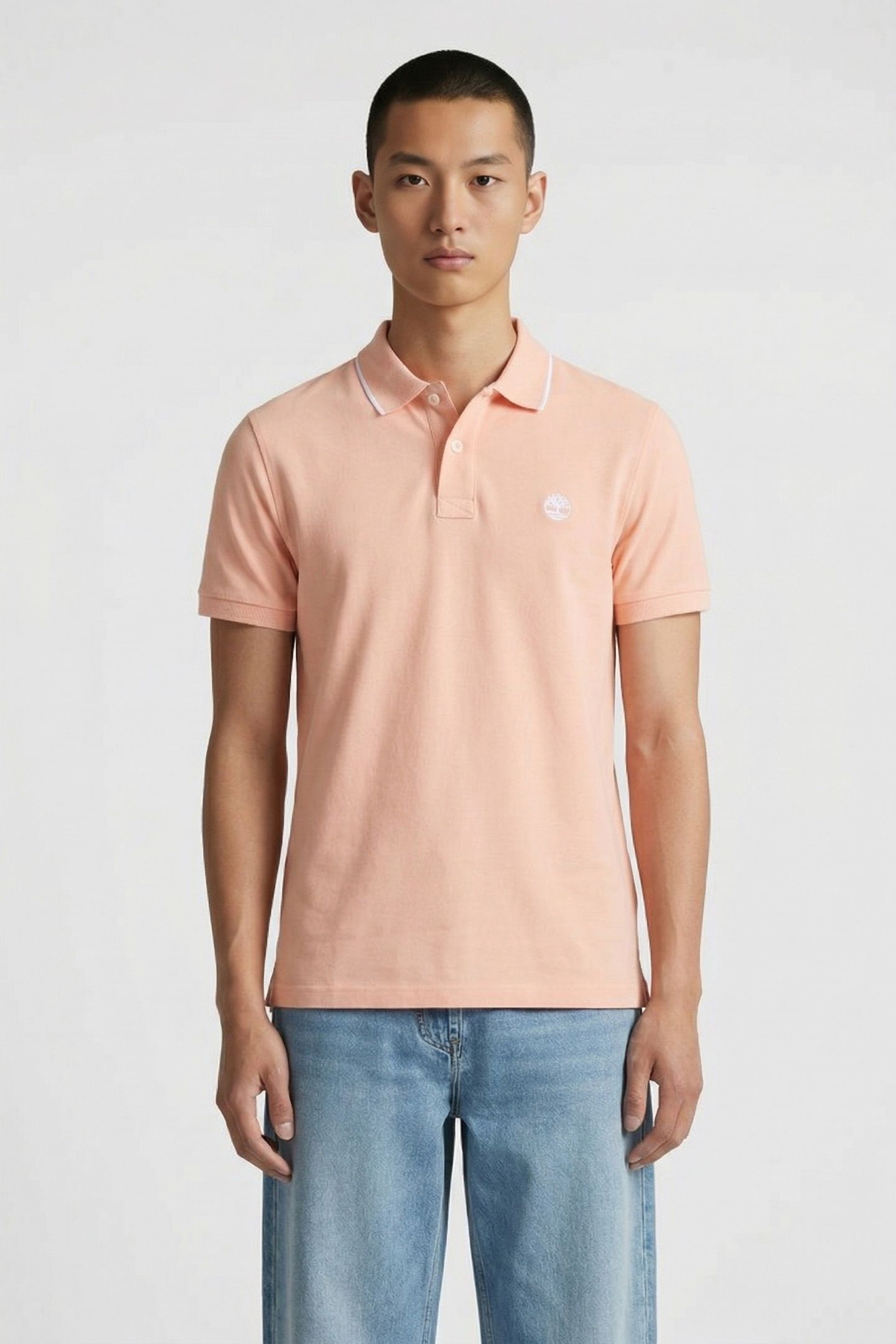 MILLERS RIVER PRINTED SHORT SLEEVE POLO TROPICAL PEACH 2
