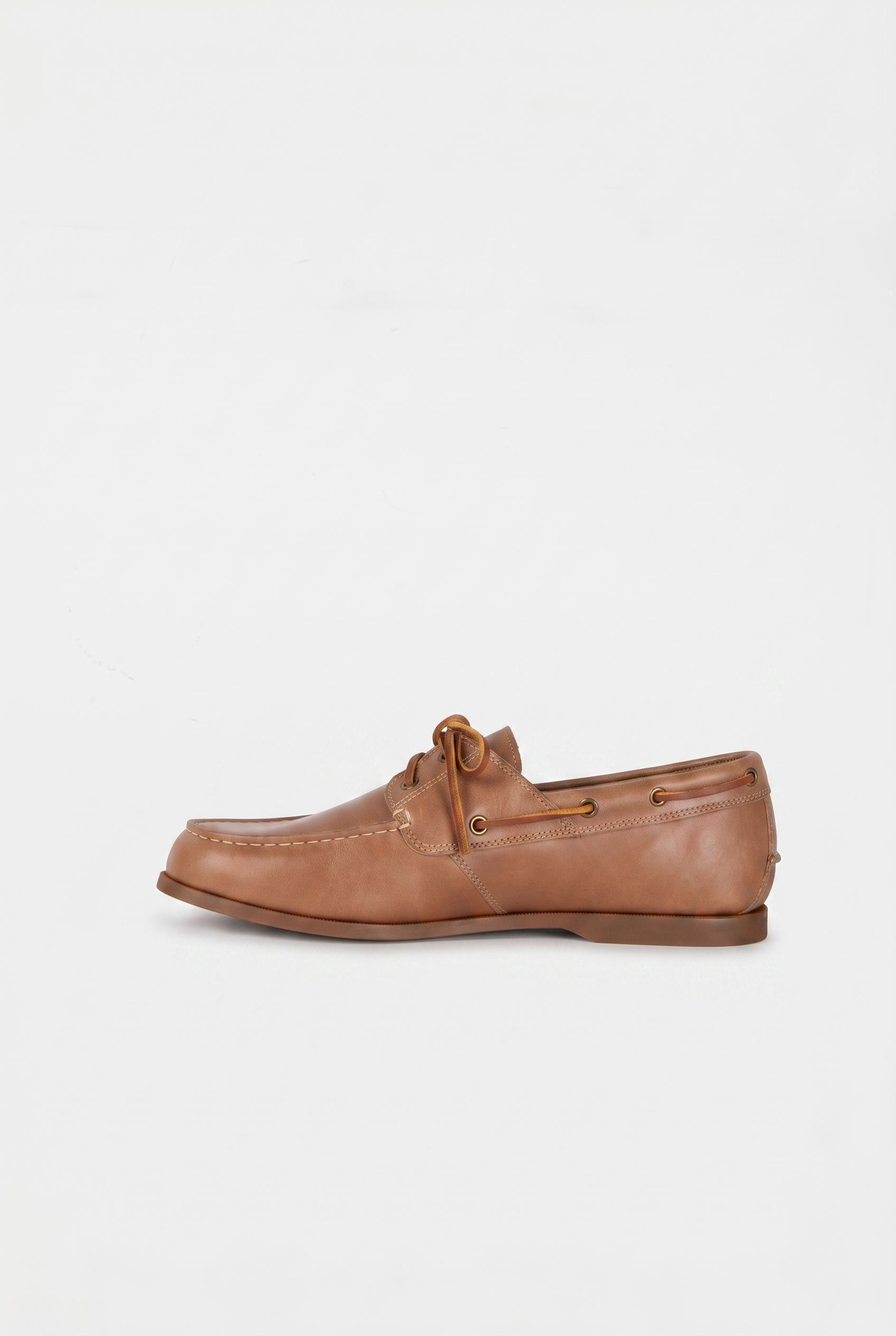 CEDAR BAY ESSENTIAL BOAT SHOE LIGHT BROWN FULL GRAIN 4
