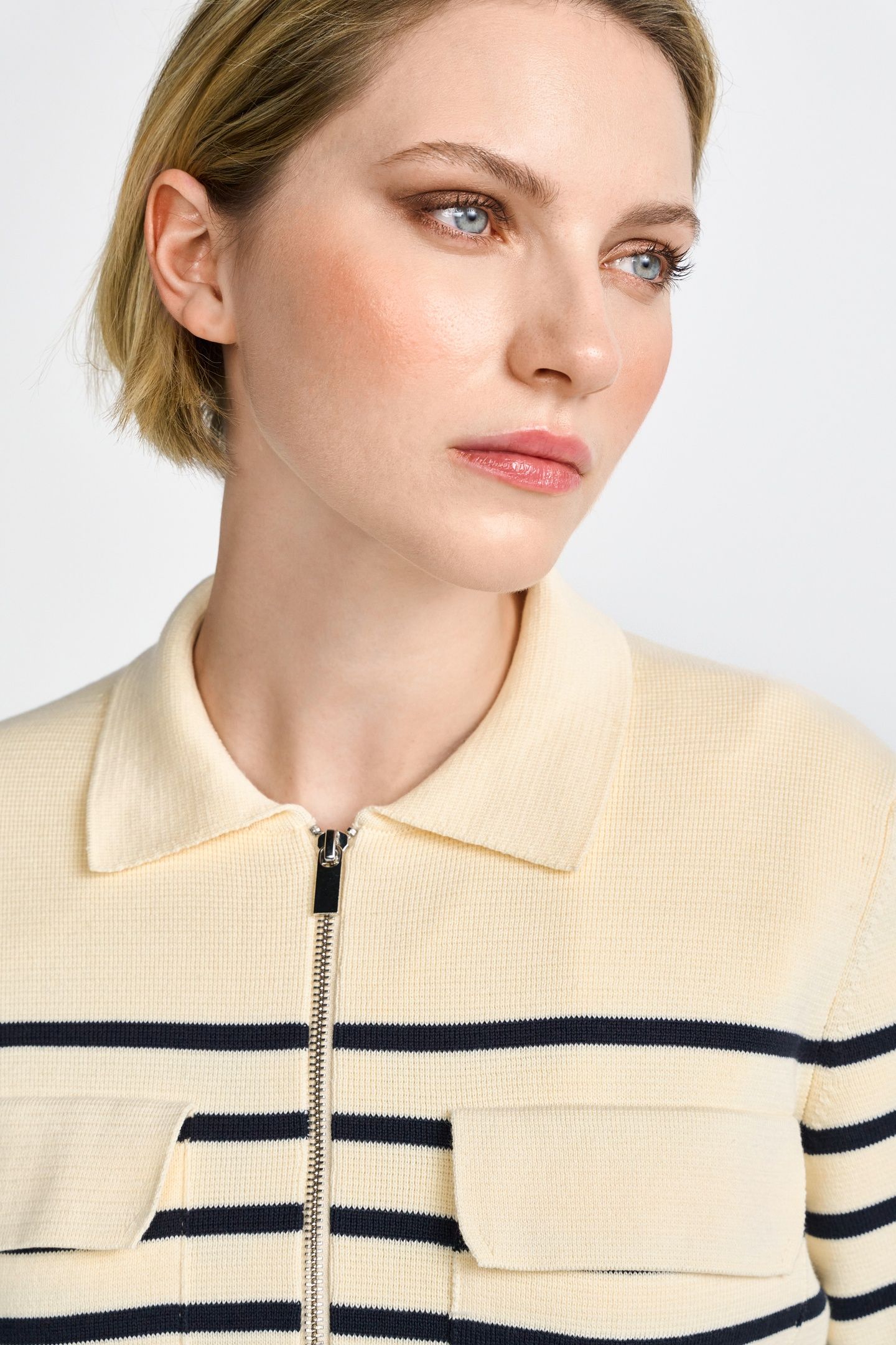 STRIPED KNIT JACKET PEARL WHITE 5