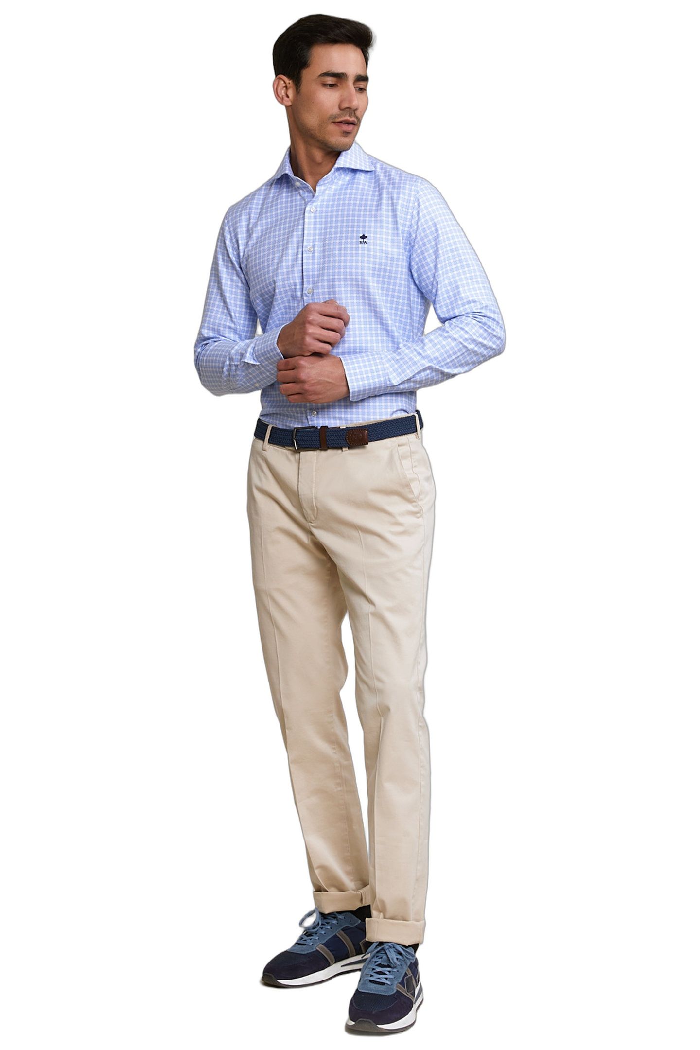 CUSTOM FIT CHECKED SHIRT BLUE/WHITE 2