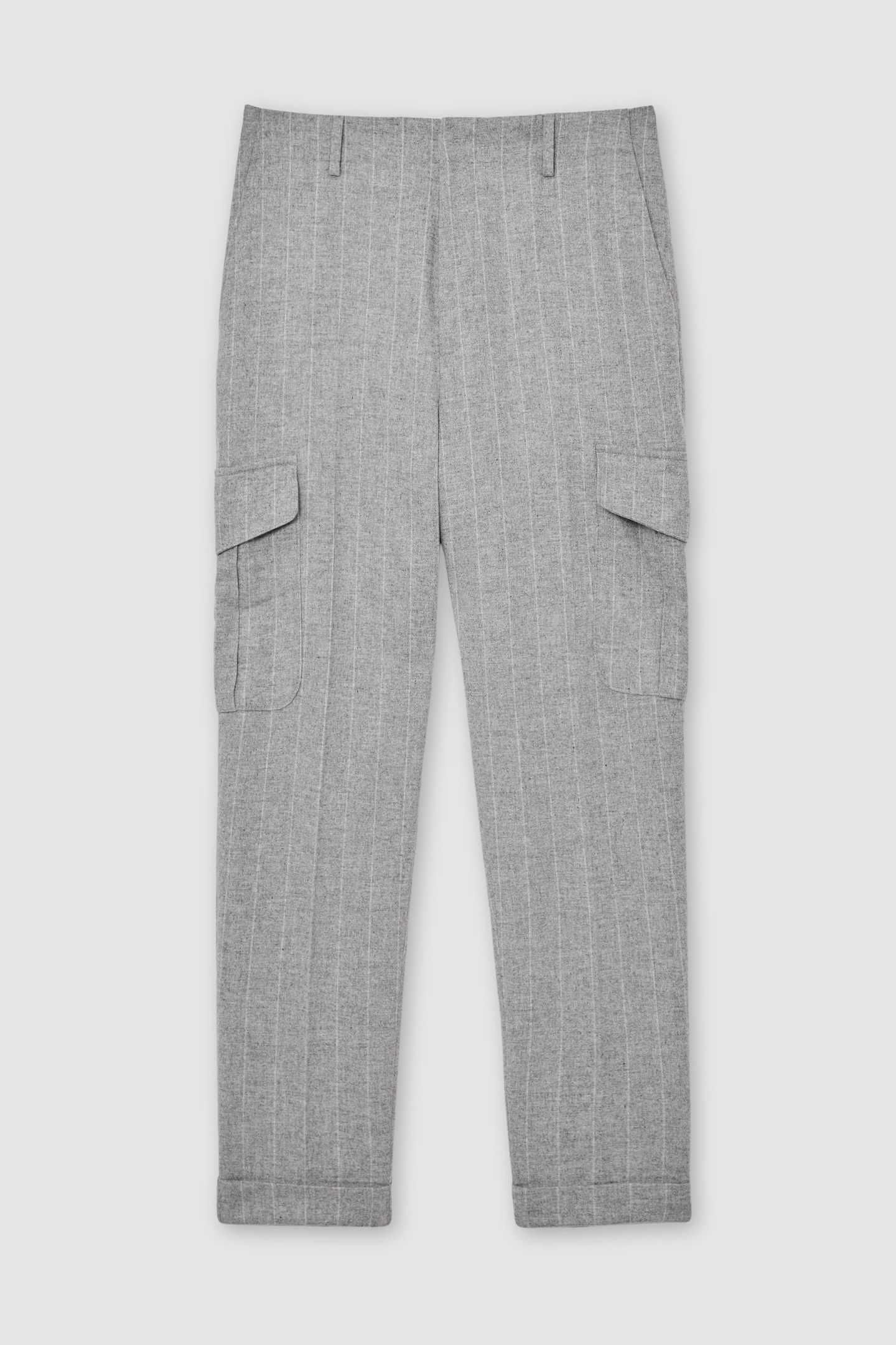 PINSTRIPE FLANNEL CARGO TROUSER SOFT GREY 4