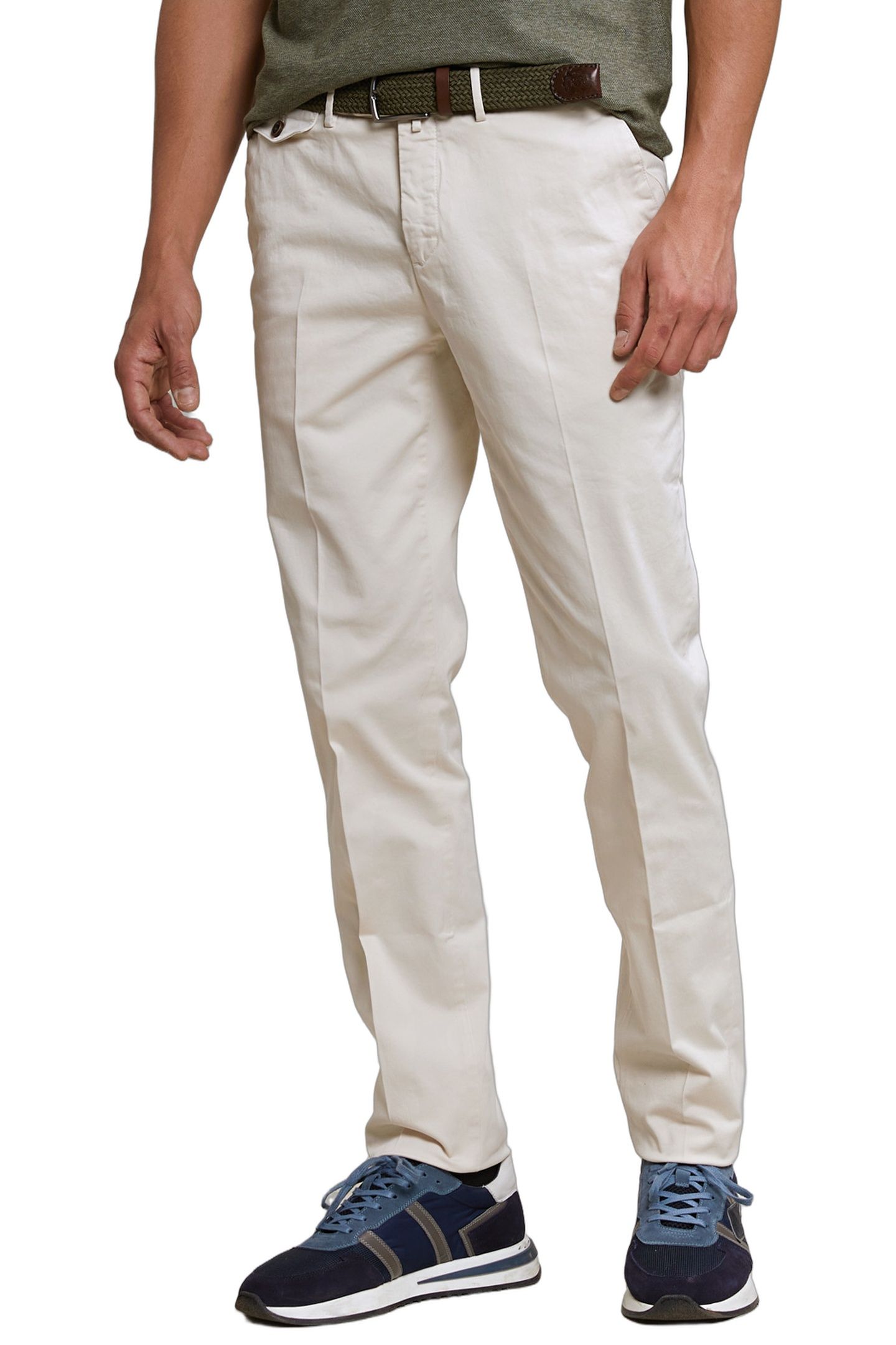 COTTON CHINO PANTS STRETCH EGG SHELL 1