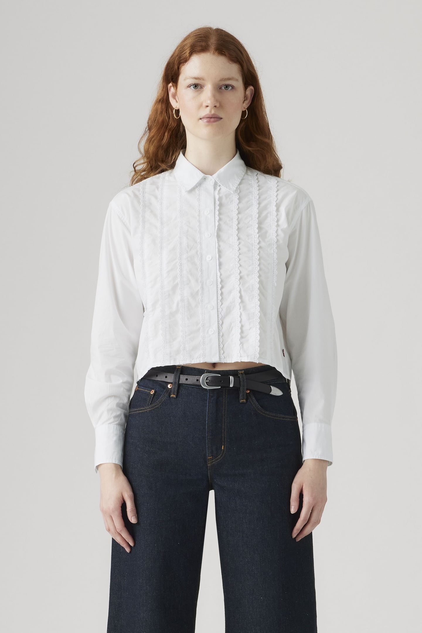 CROPPED HARLIE TUXEDO SHIRT 1