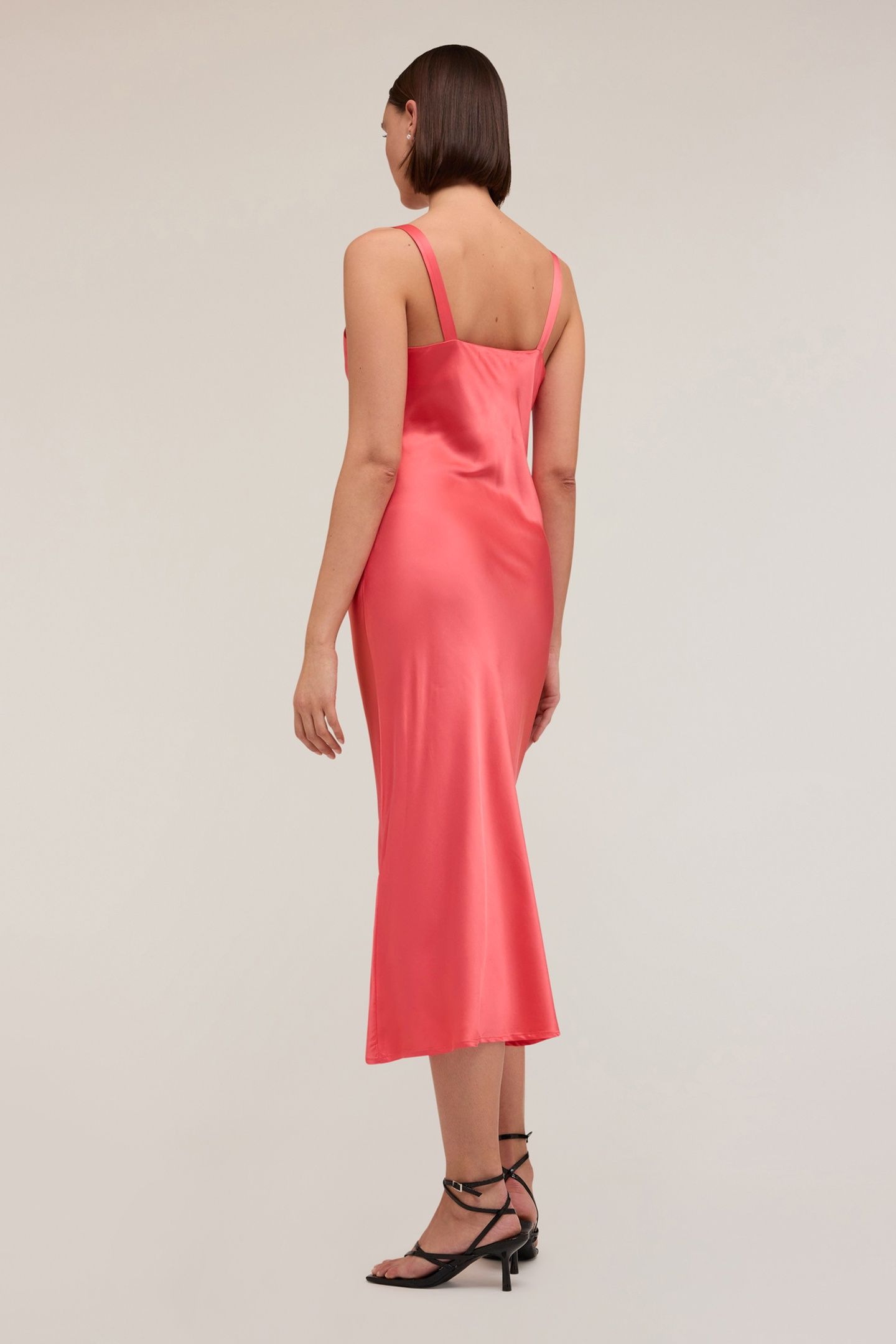 STRETCH SATIN CROSSOVER DRESS PINK 2