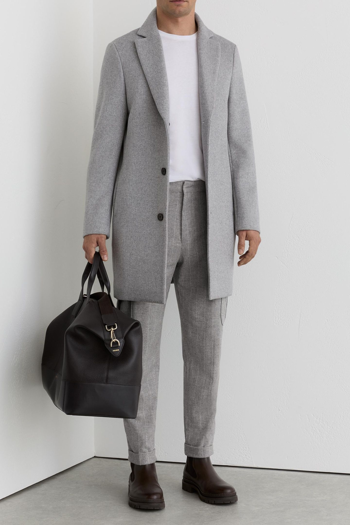 PINSTRIPE FLANNEL CARGO TROUSER SOFT GREY 5