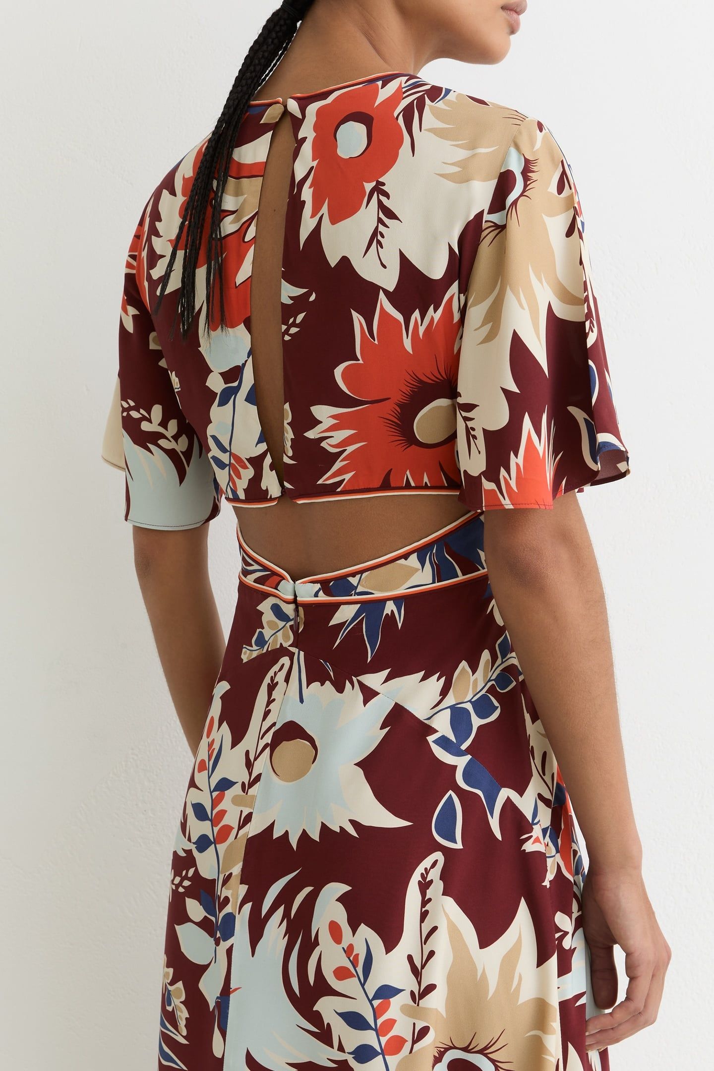 PRINTED MIDI DRESS BURGUNDY 3
