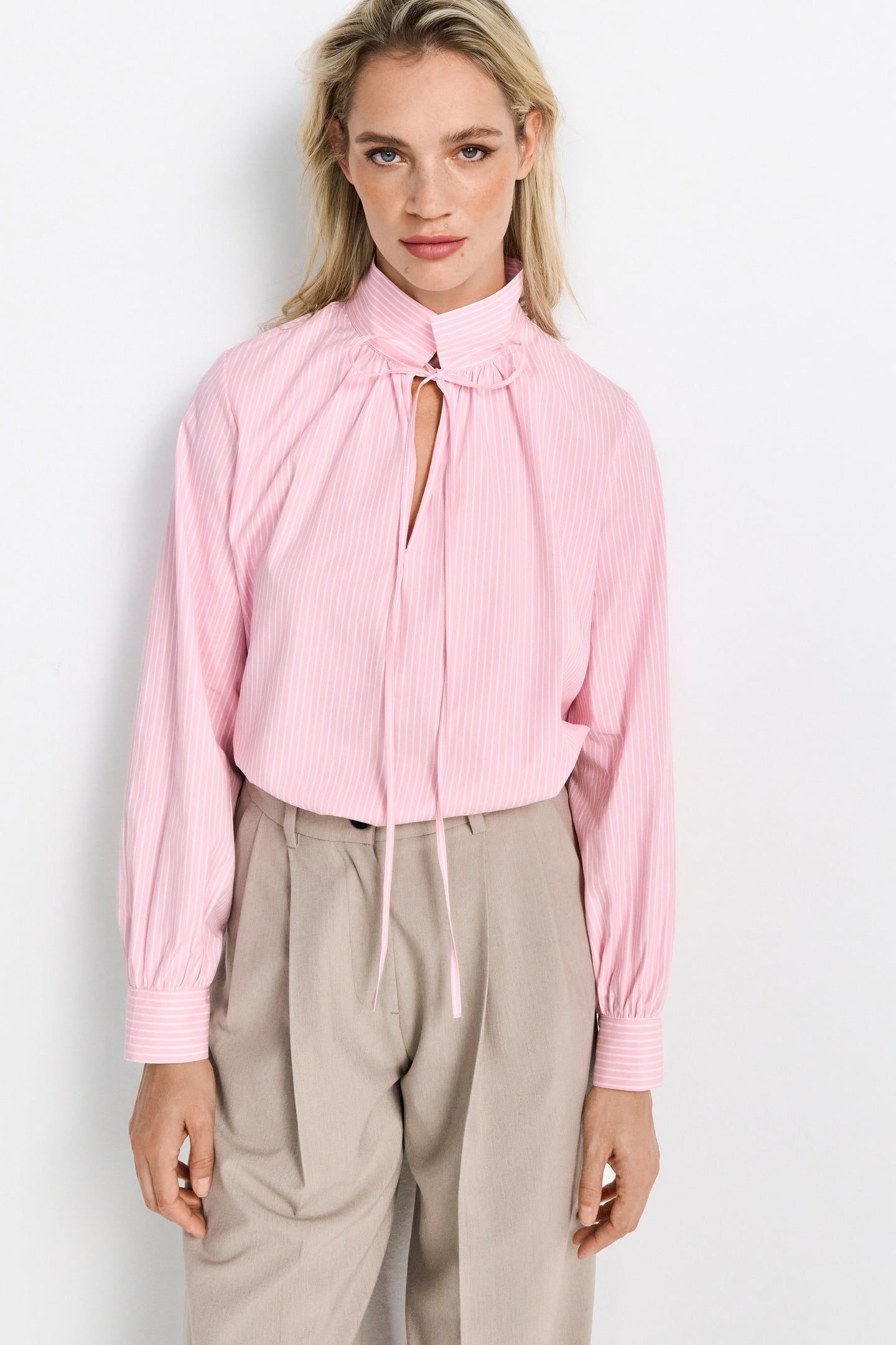 COTTON STRIPE BLOUSE STRAWBERRY CREAM 2