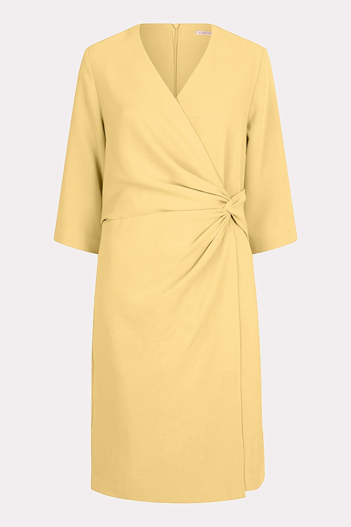 DRESS OVERLAP KNOT S/SLVE YELLOW 1