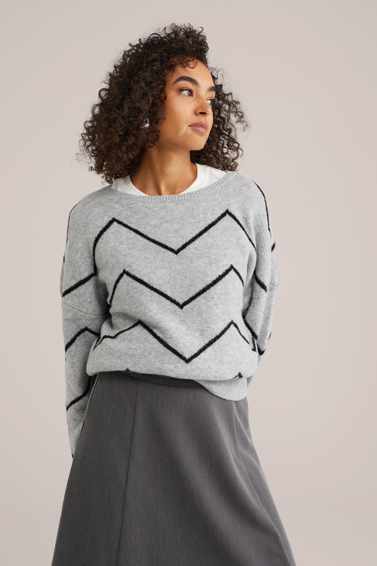 KNITTED PULLOVER BLENDED LIGHT GREY 2