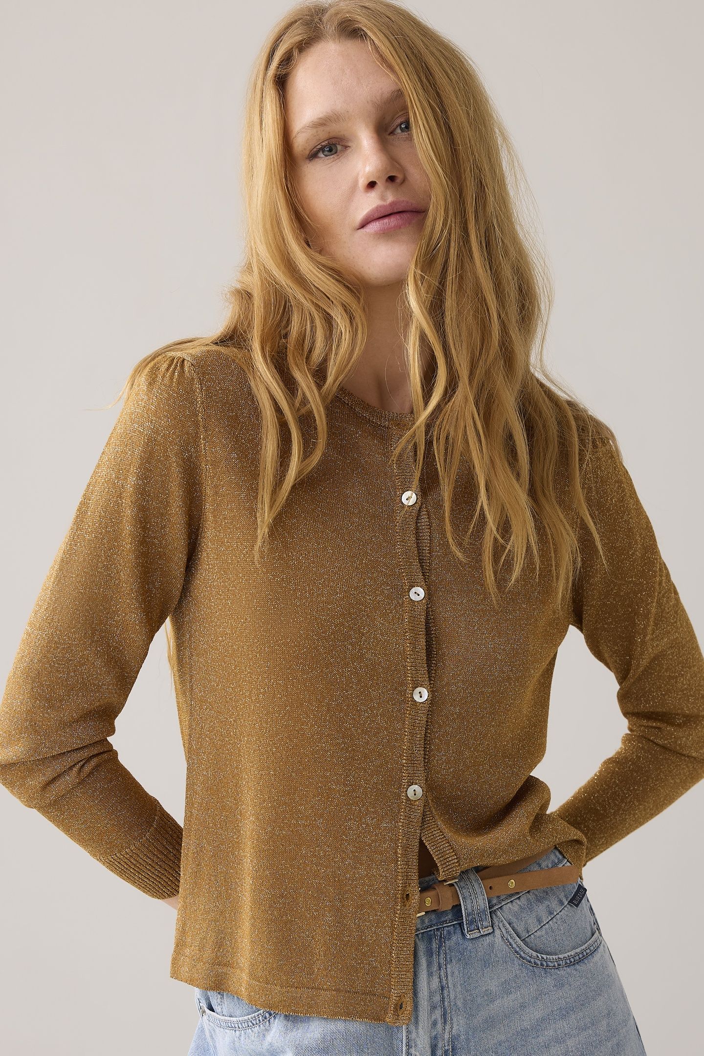 CARDIGAN LUREX KNIT PEANUT 2