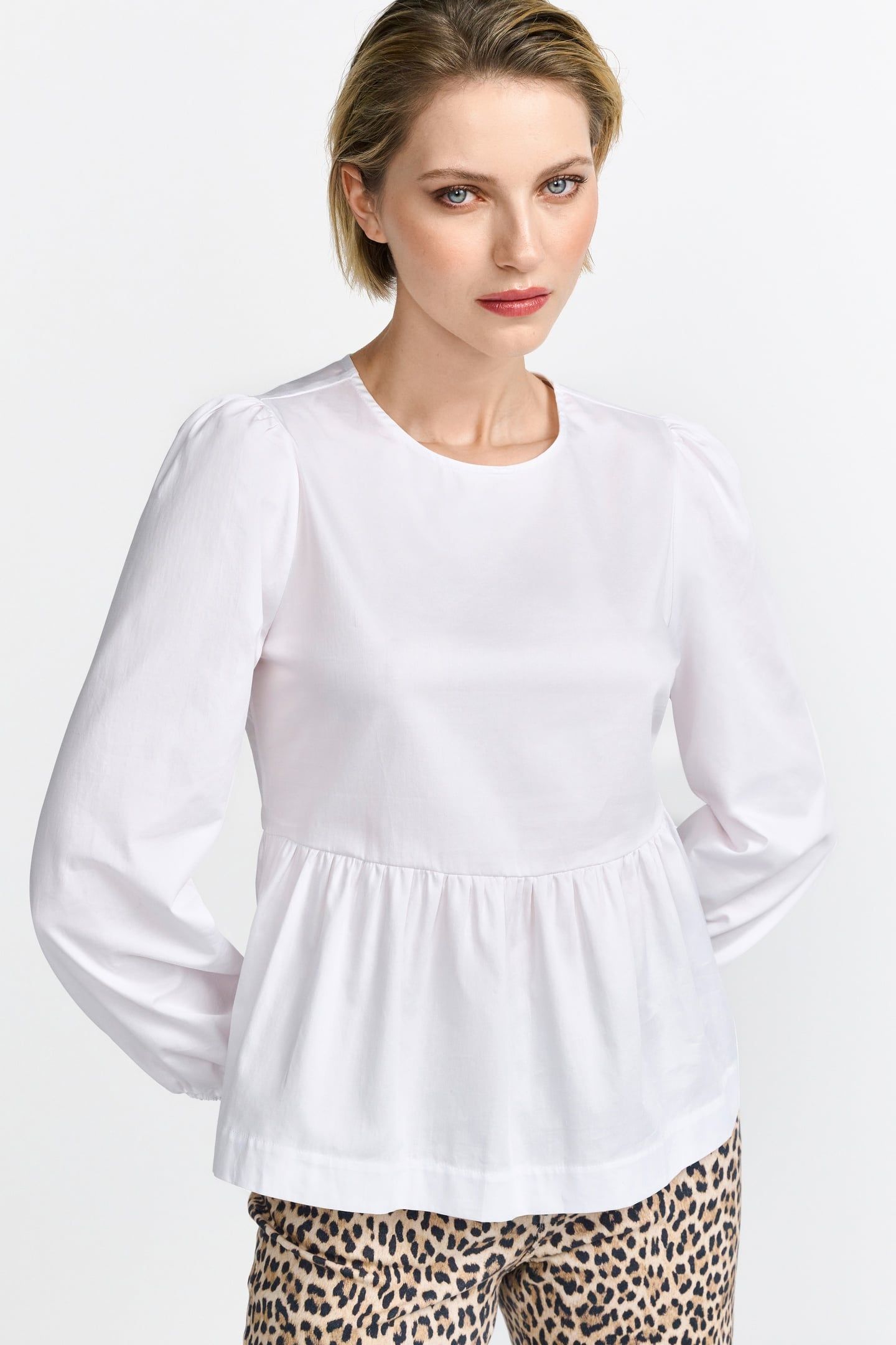 COTTON BLOUSE WITH PEPLUM SUSTAINABLE WHITE 2