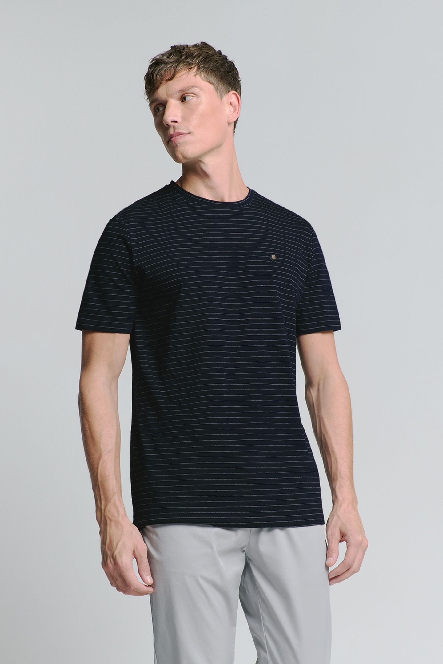 T-SHIRT CREWNECK SMALL PIN STRIPE DEEP BLUE 1