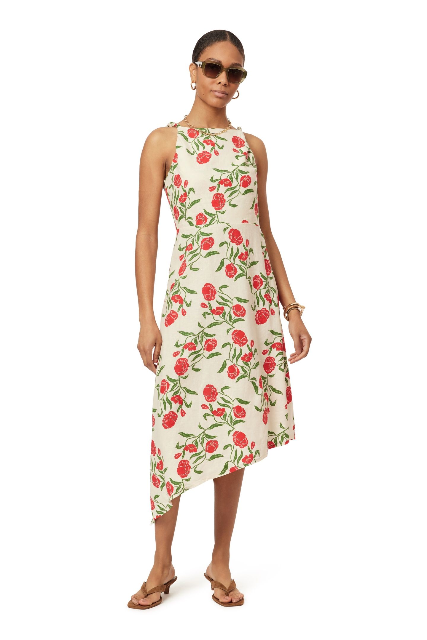 ASYMMETRIC DRESS WHITECAP GRAY ALLOVER FLORAL 3