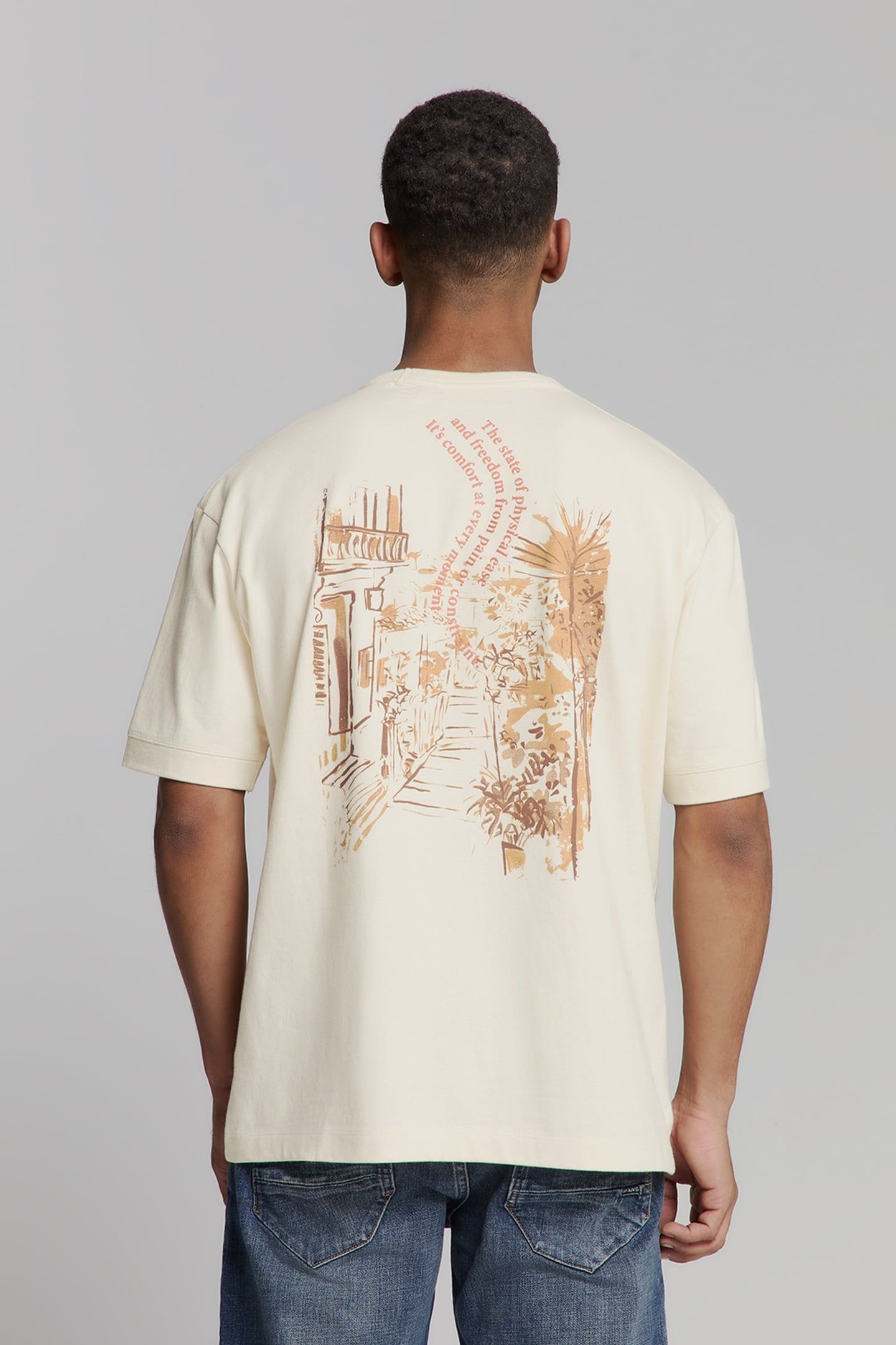 T-SHIRT CREWNECK MELANGE PLACED PRINT OFFWHITE 3