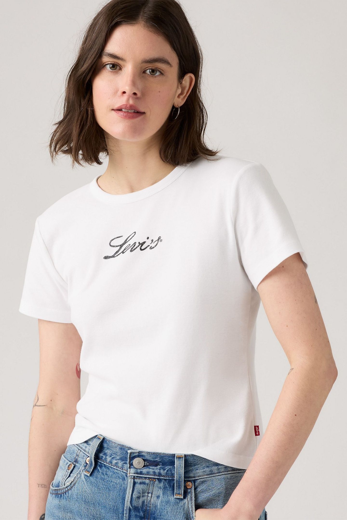 GRAPHIC RICKIE TEE GLITTER SCRIPT BRIGHT 1