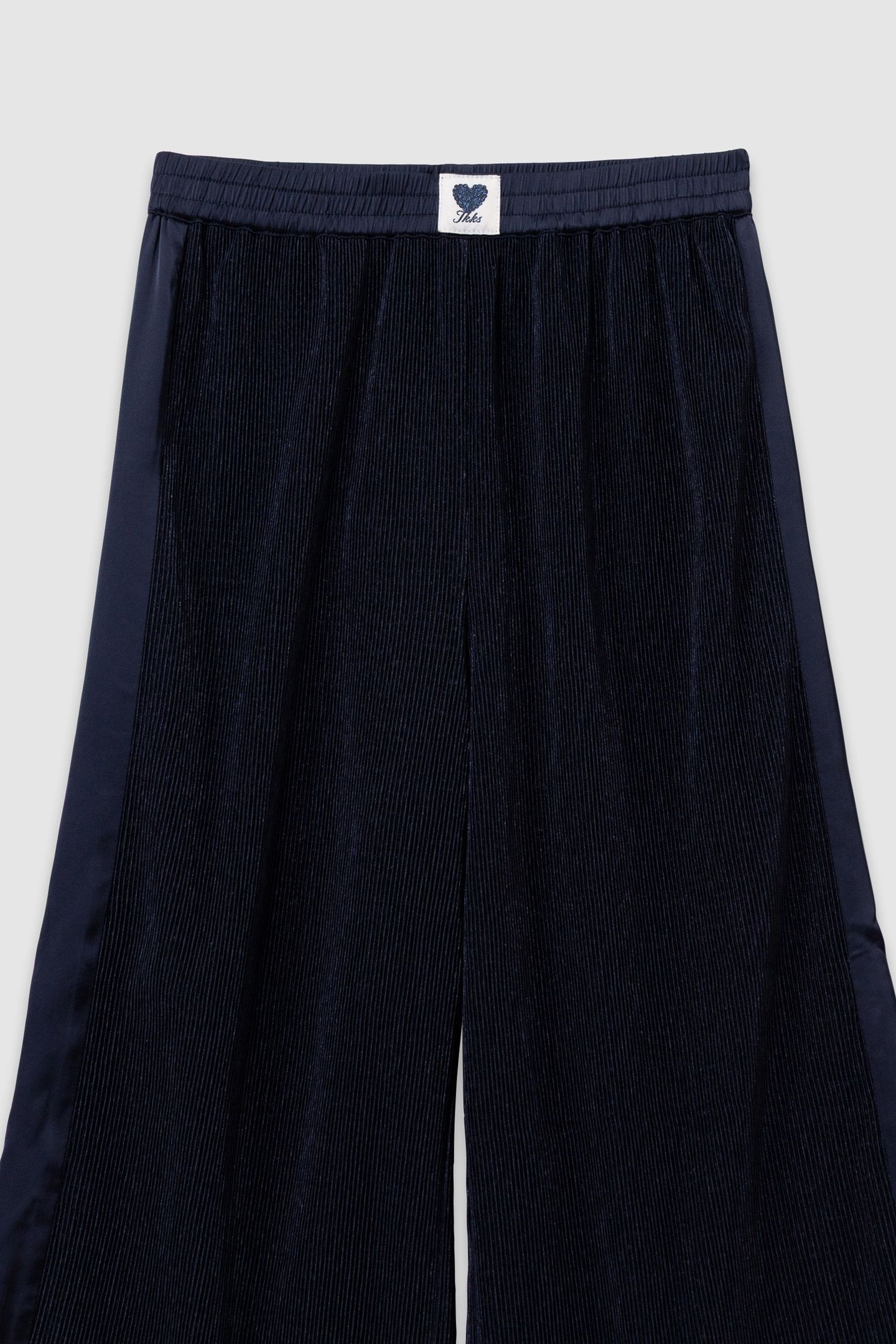 PLEATED NAVY WIDE-LEG PANTS 2