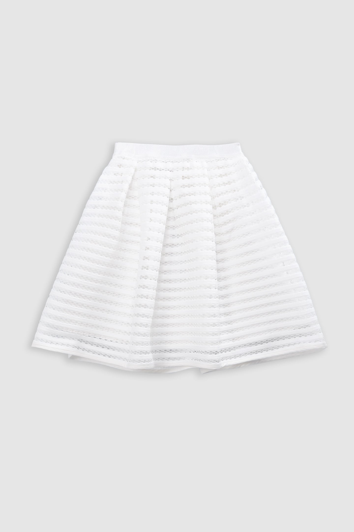 WHITE SKATER SKIRT WITH OPENWORK LACE STRIPES 2