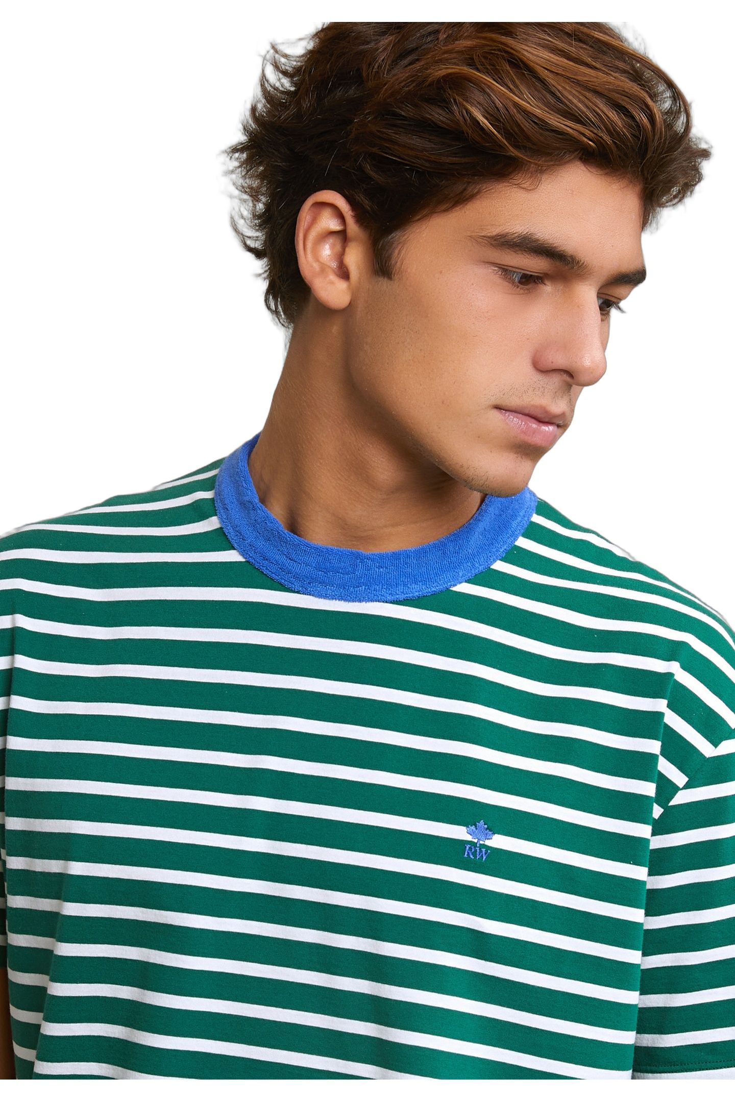 LOOSE FIT STRIPED T-SHIRT GREEN/WHITE 4