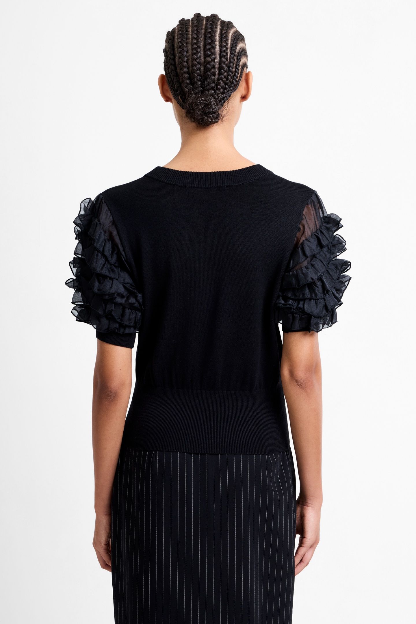 KRISTA MIX STACKED RUFFLE TOP BLACKOUT 3