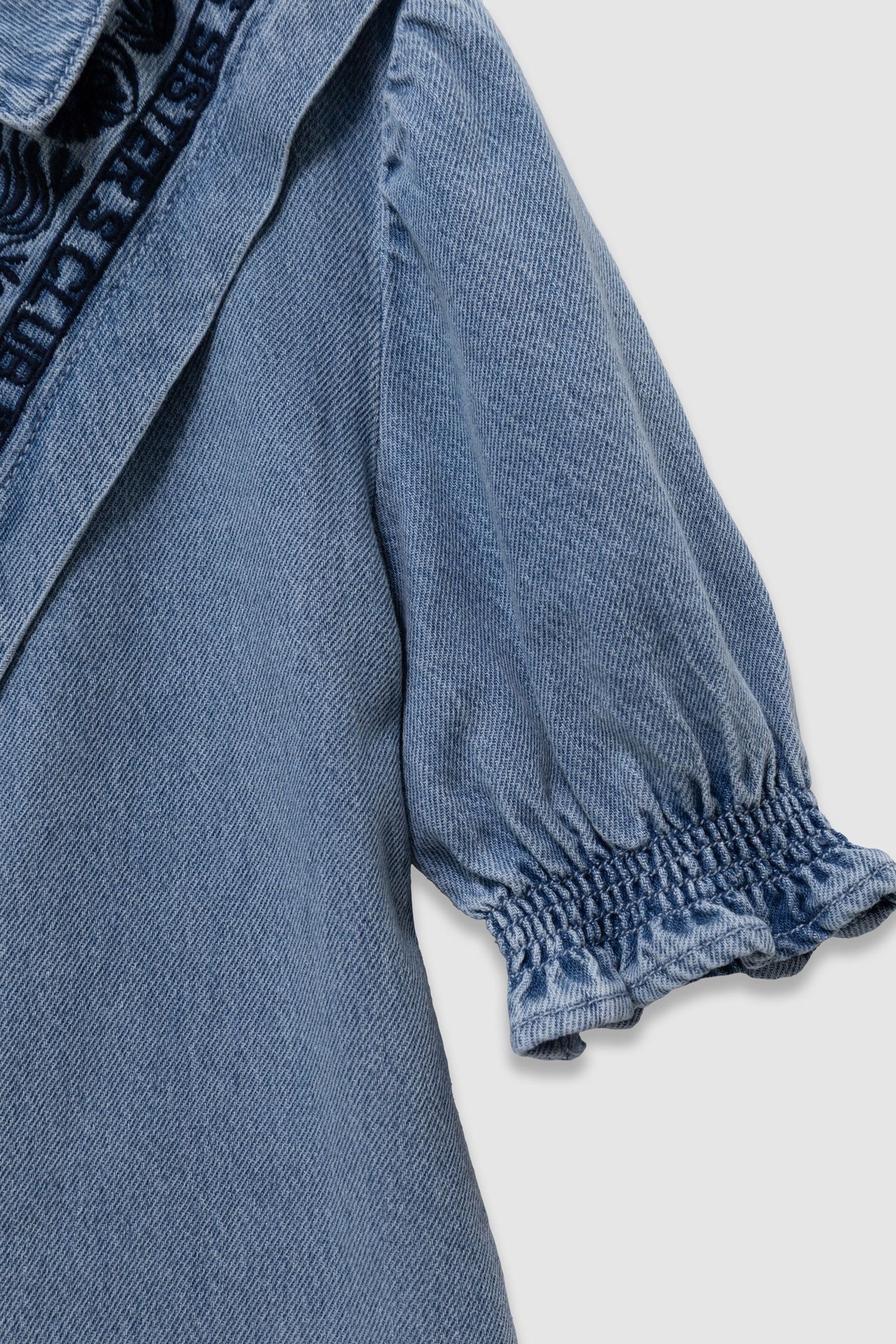 BLUE DENIM DRESS WITH EMBROIDERY FRONT PANEL 5