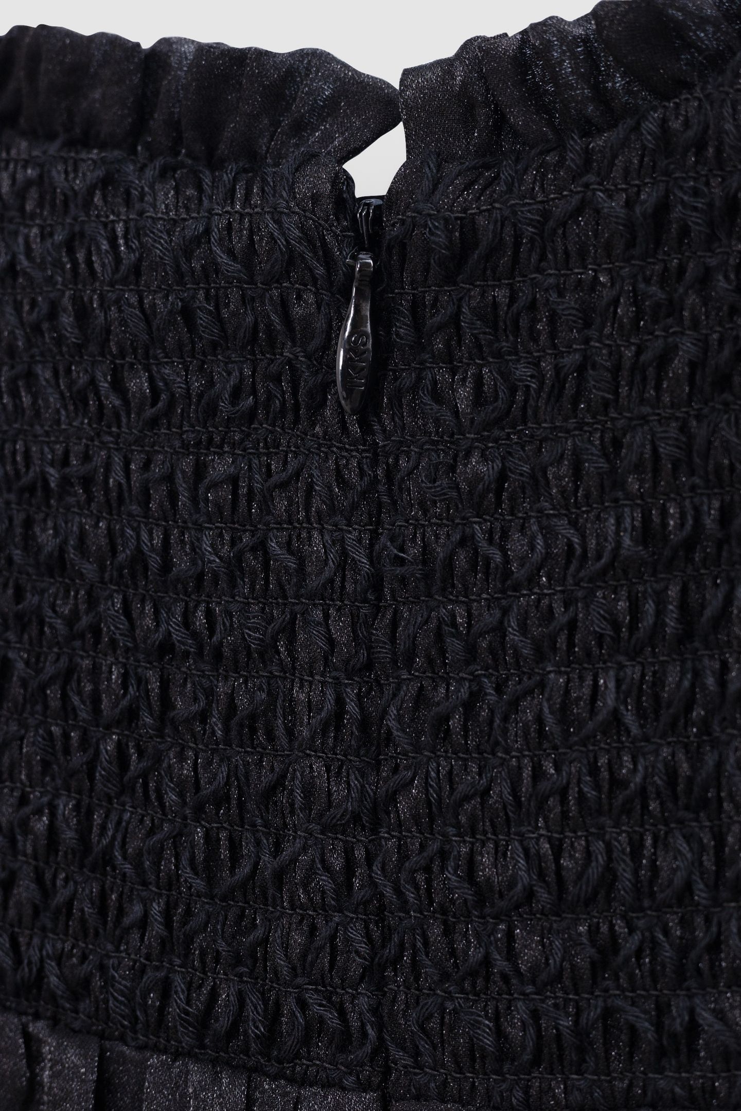 BLACK SATIN DRESS WITH SMOCKED PANEL 7