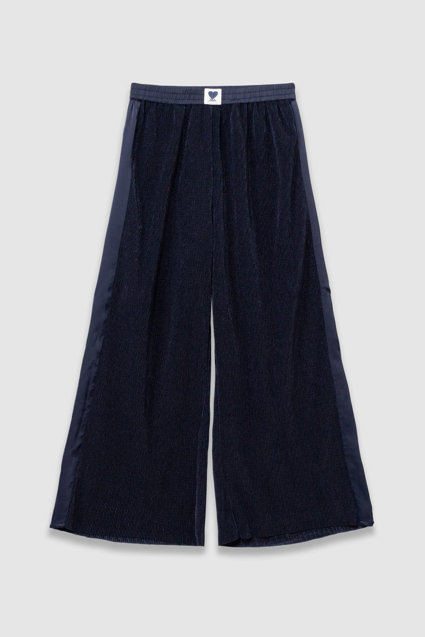 PLEATED NAVY WIDE-LEG PANTS 1