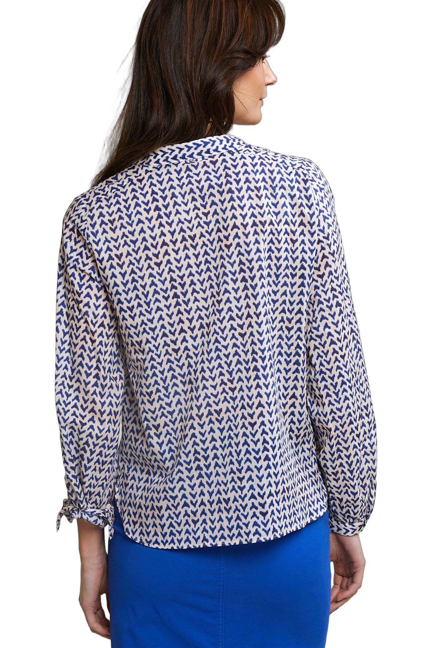 BLUE/BEIGE FANTASY V-NECK BLOUSE 3