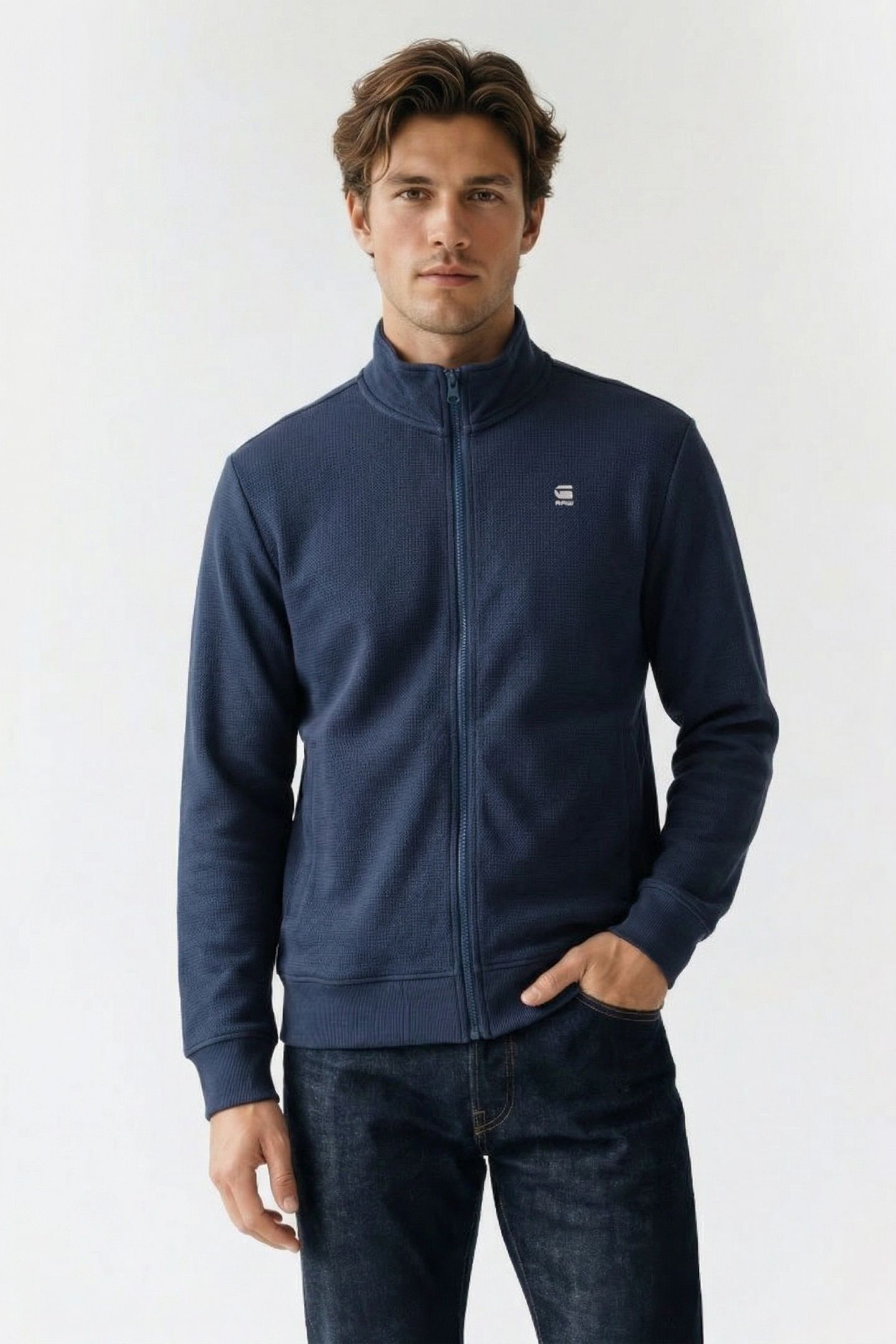 CORE ZIP STAND UP COLLAR SWEAT L/S SARTHO BLUE 1