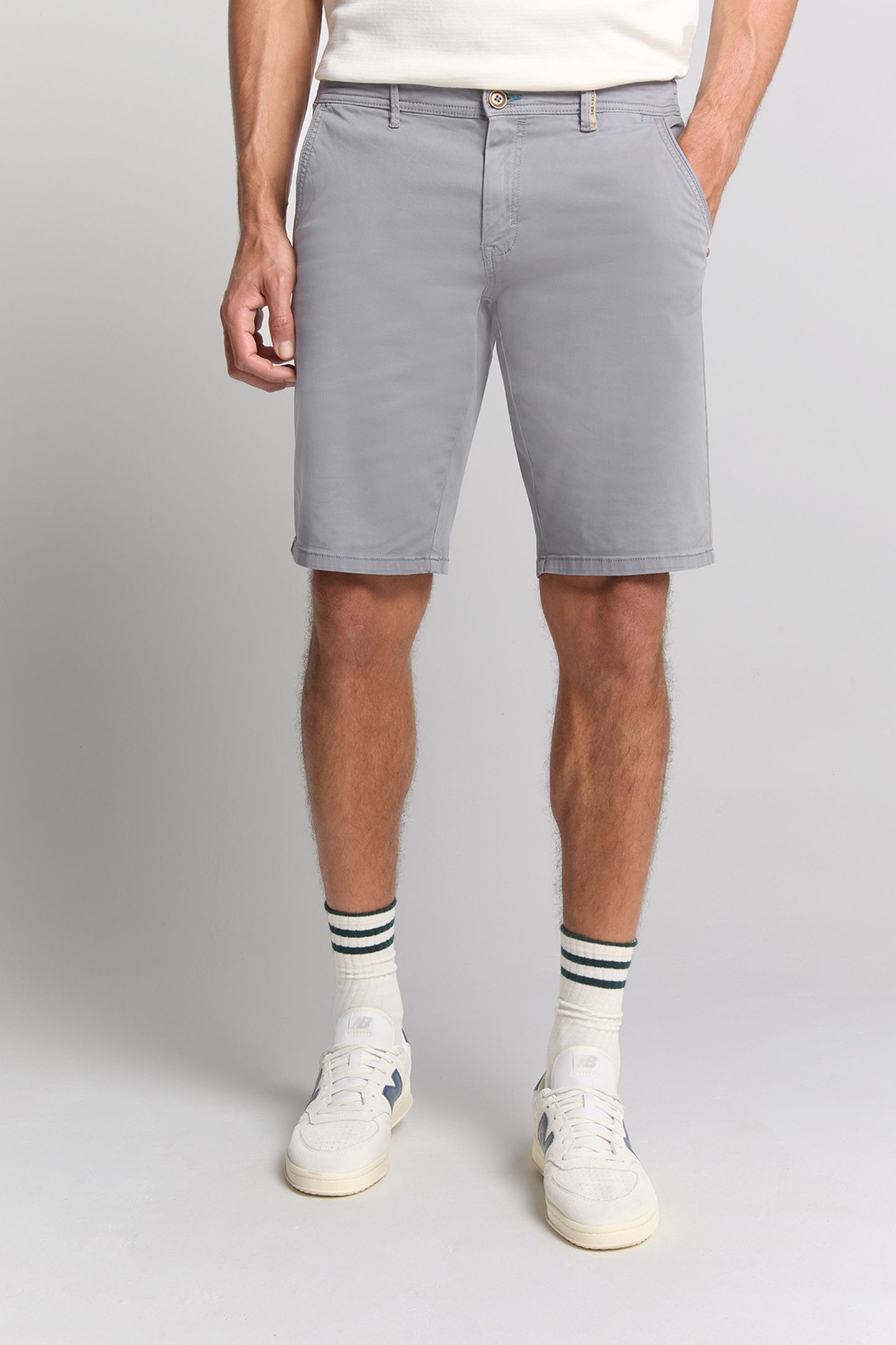 SHORT CHINO GARMENT DYED TWILL STRETCH WASHED BLUE 1
