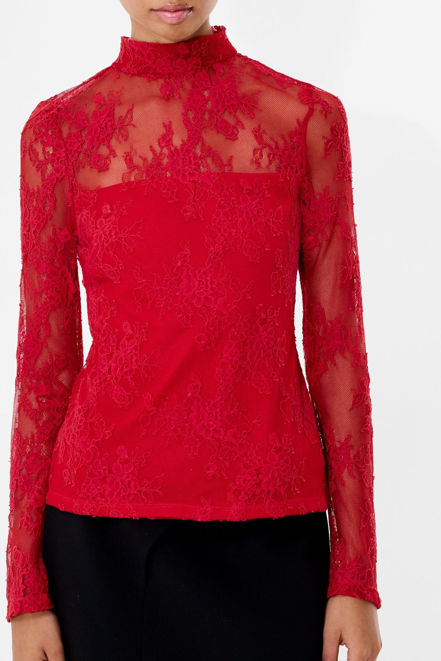 BRIDGET LACE LS TOP LIPSTICK RED 1