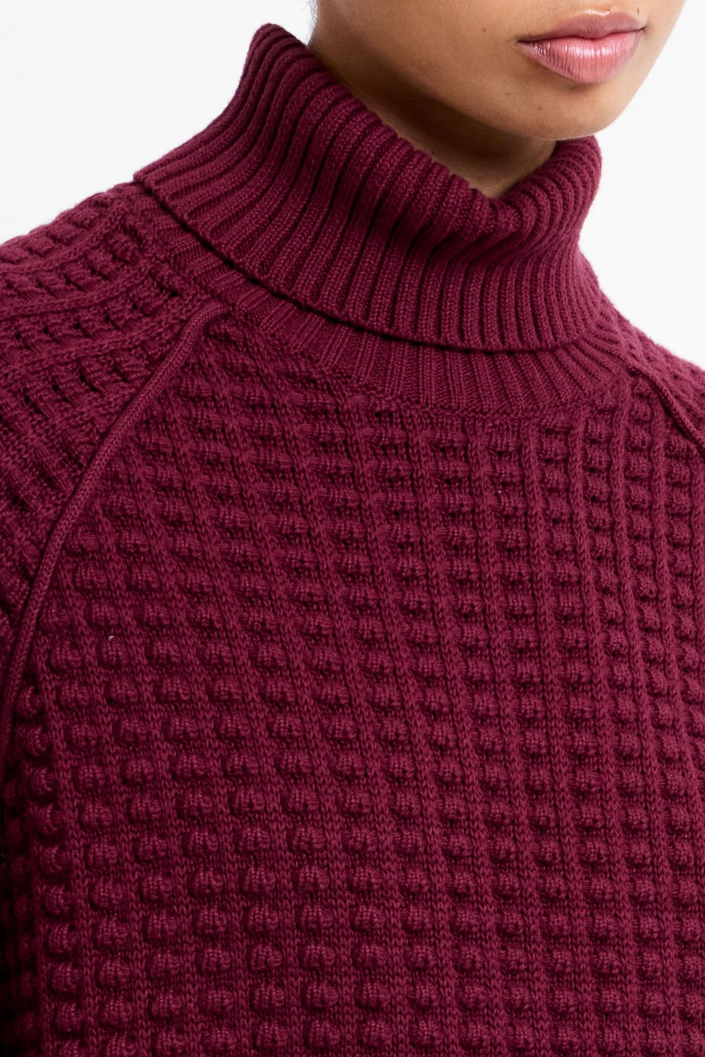 KEYA POPCORN LS HIGH NK JUMPER BORDEAUX RED 3