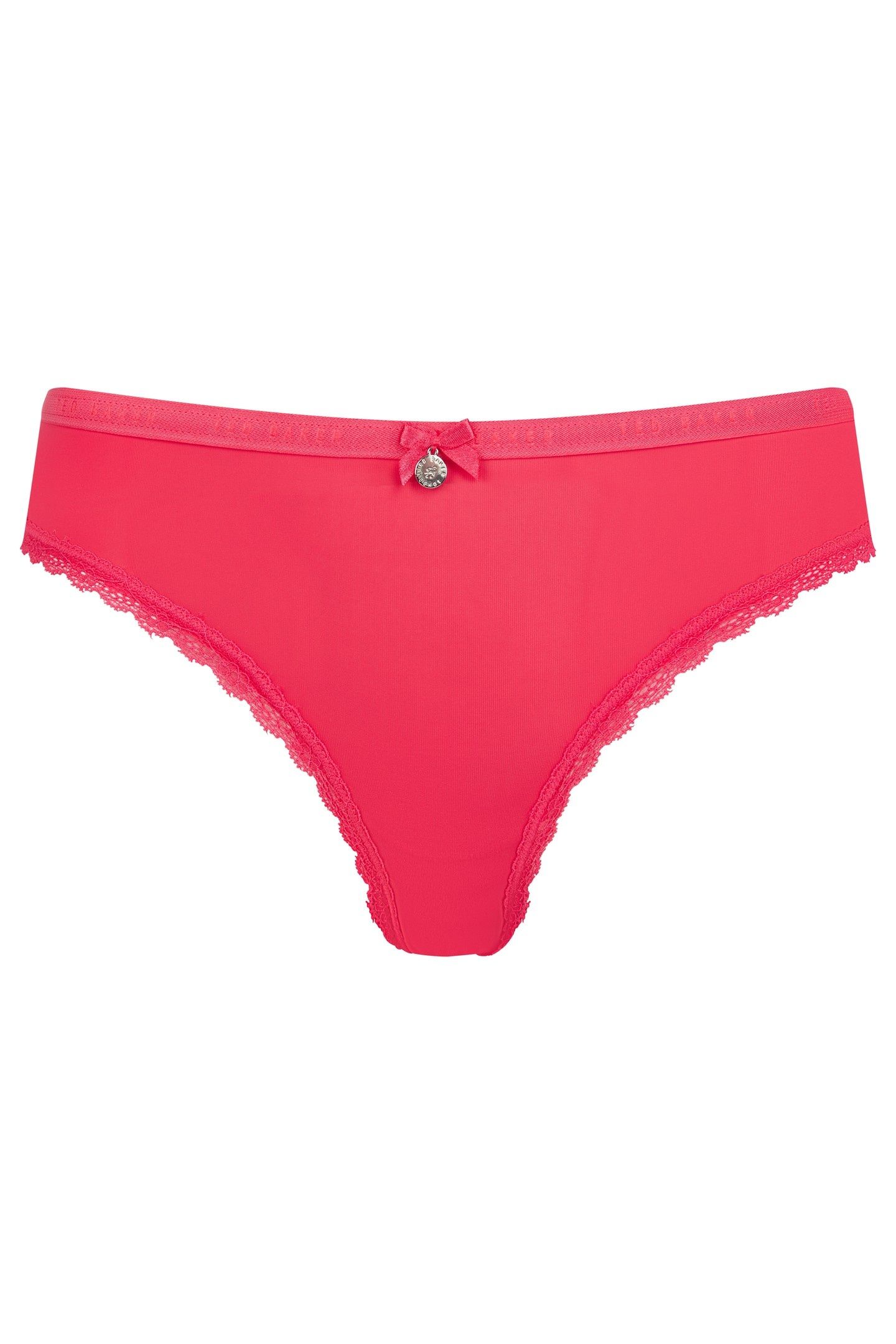 ZARIA 3PK SOLID BRIEF WITH LACE TRIM JET BLACK/EGRET/AZALEA 4
