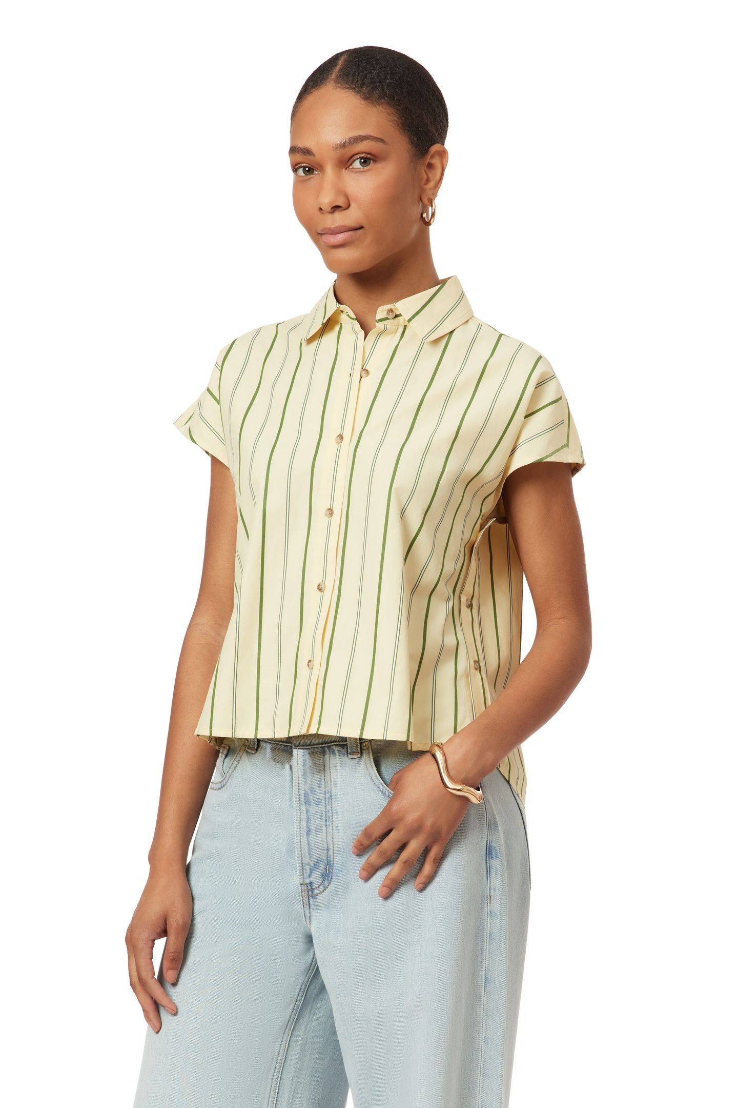 DOLMAN SLEEVE SHIRT CHINO GREEN MULTI PINSTRIPE 4