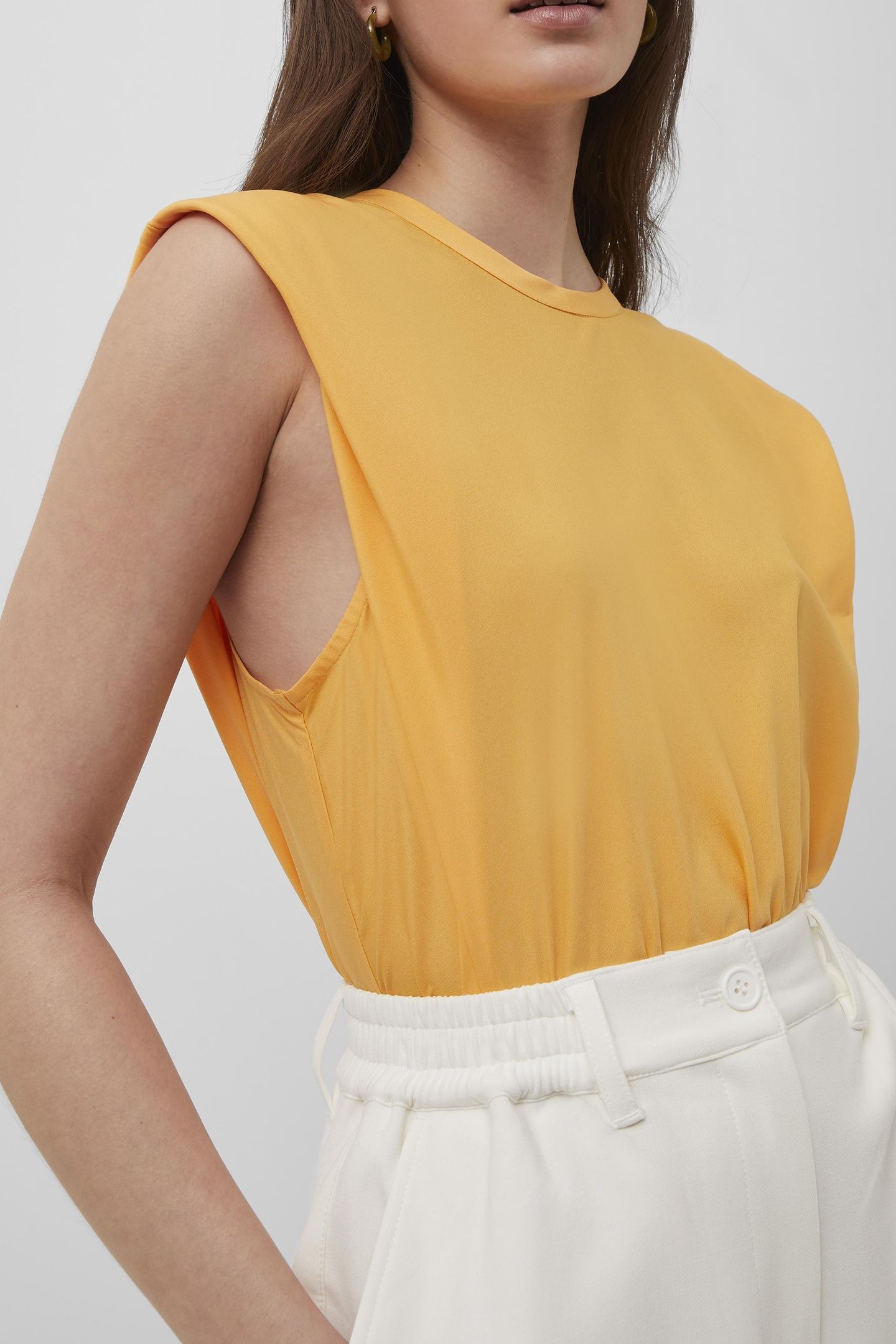 SHOULDER PAD CREPE TANK TOP BEESWAX ORANGE 3
