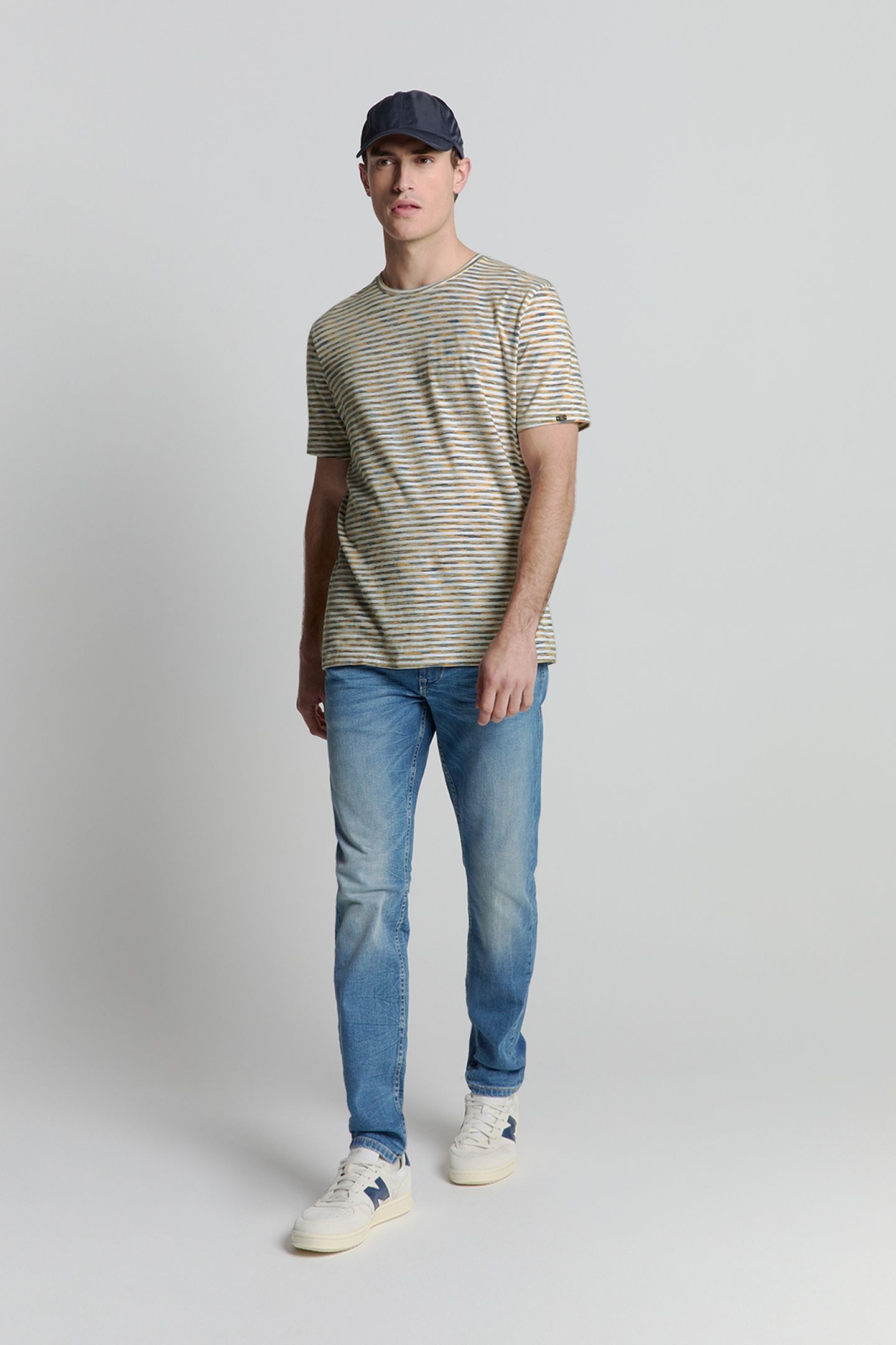 T-SHIRT CREWNECK MULTI COLOURED MELANGE STRIPES YELLOW 2
