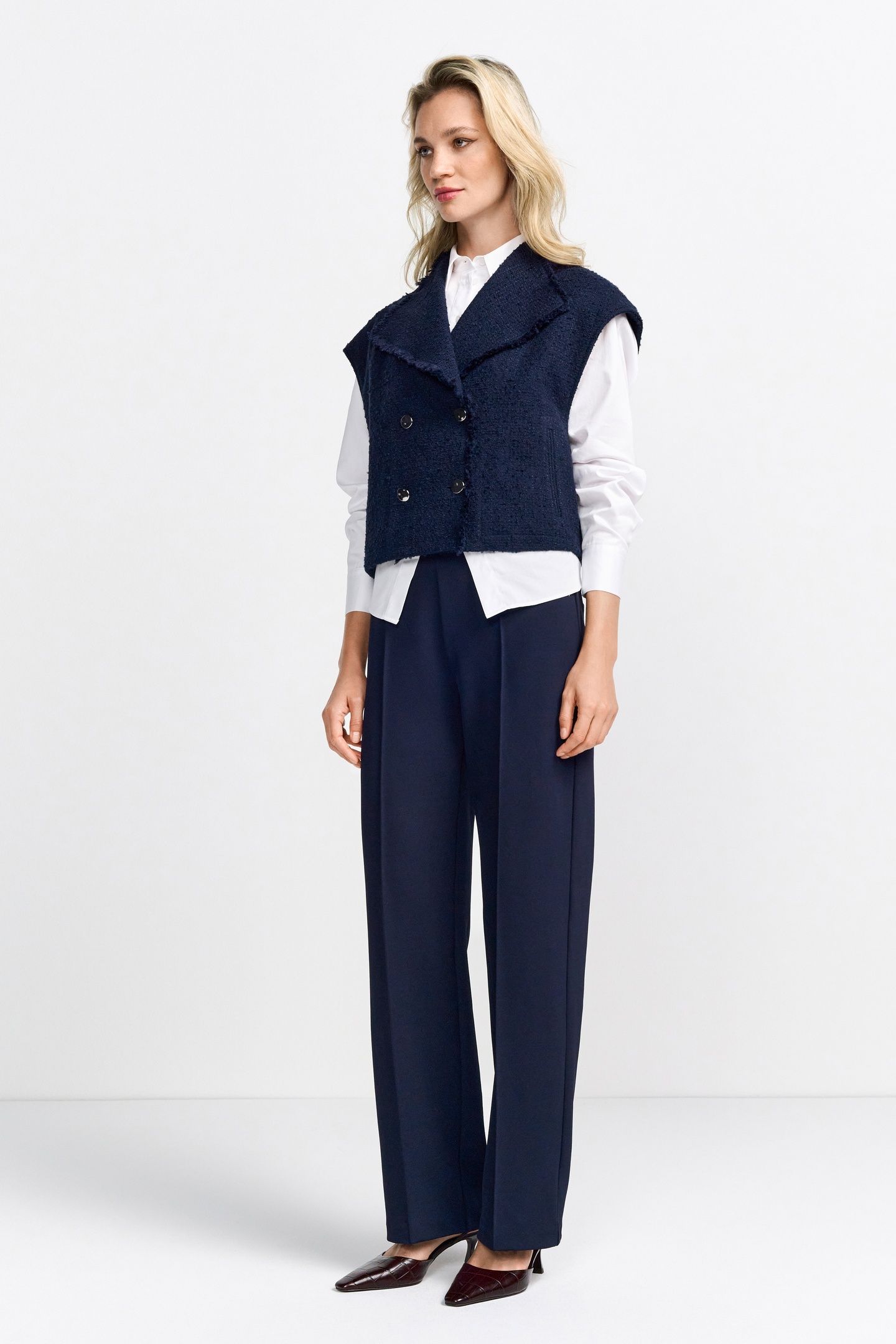 BOUCLE WAISTCOAT OVERSIZED MIDNIGHT BLUE 1