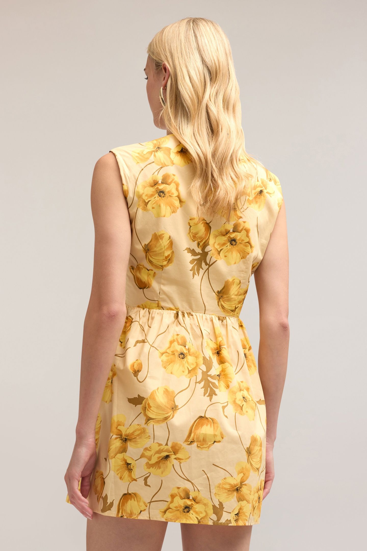 MINI DRESS IN FLORAL PATTERN POPLIN YELLOW 2