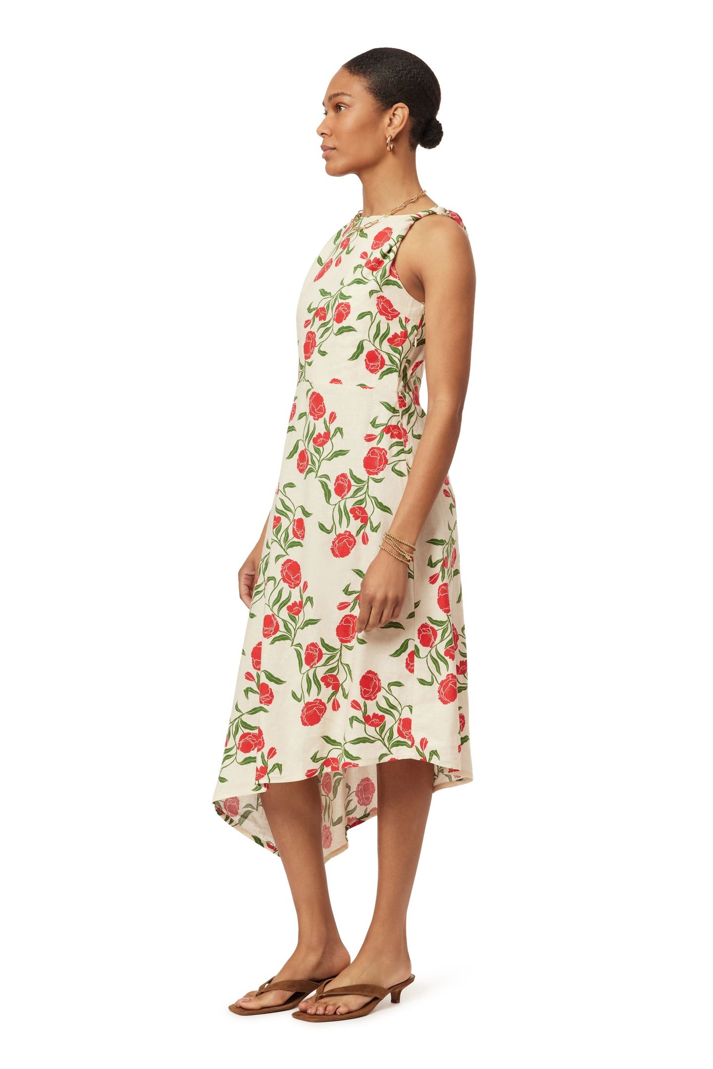 ASYMMETRIC DRESS WHITECAP GRAY ALLOVER FLORAL 6