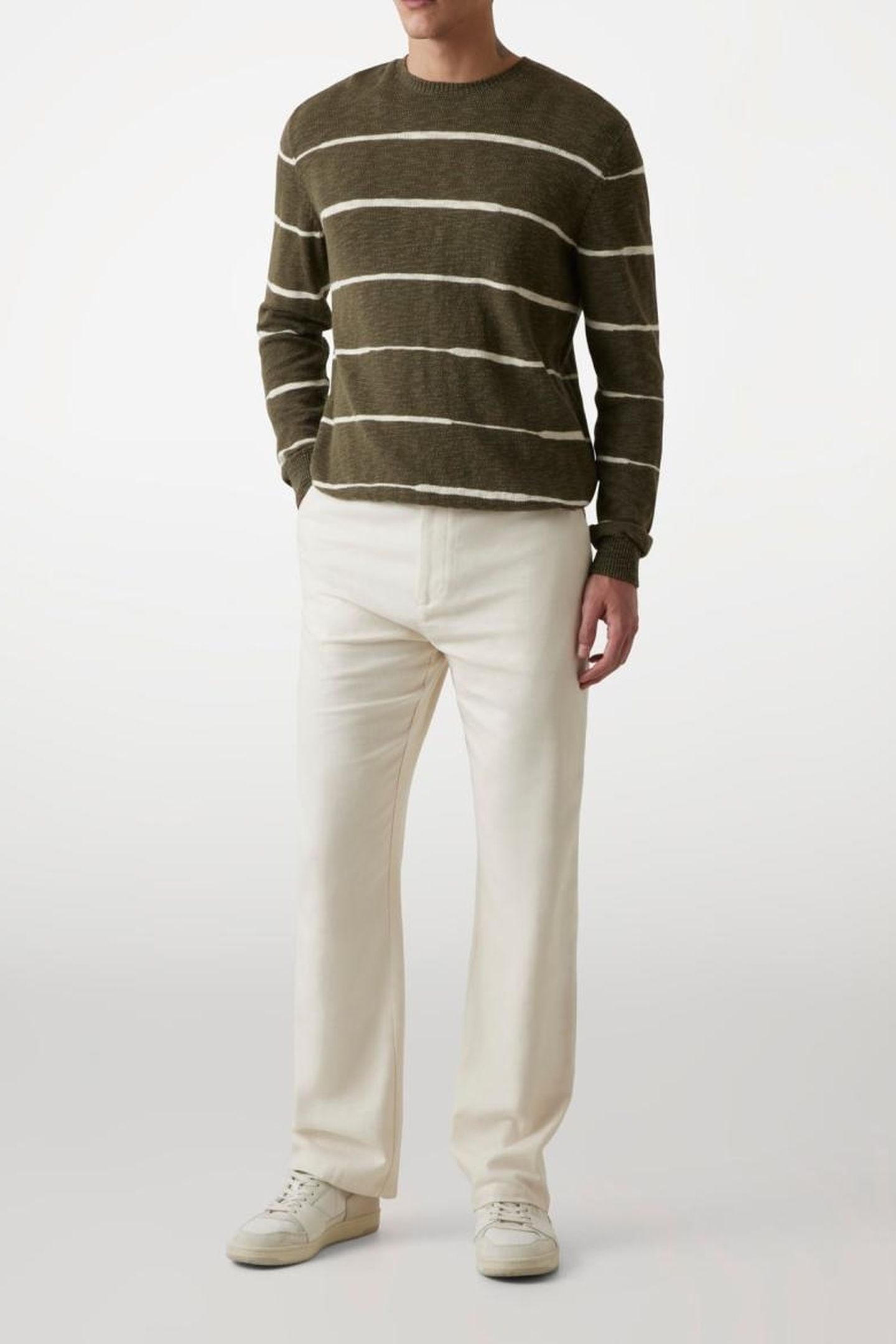 GUESS ECO GRIER CN LS STRIPED OLIVE QUICKSAND IRRE 4